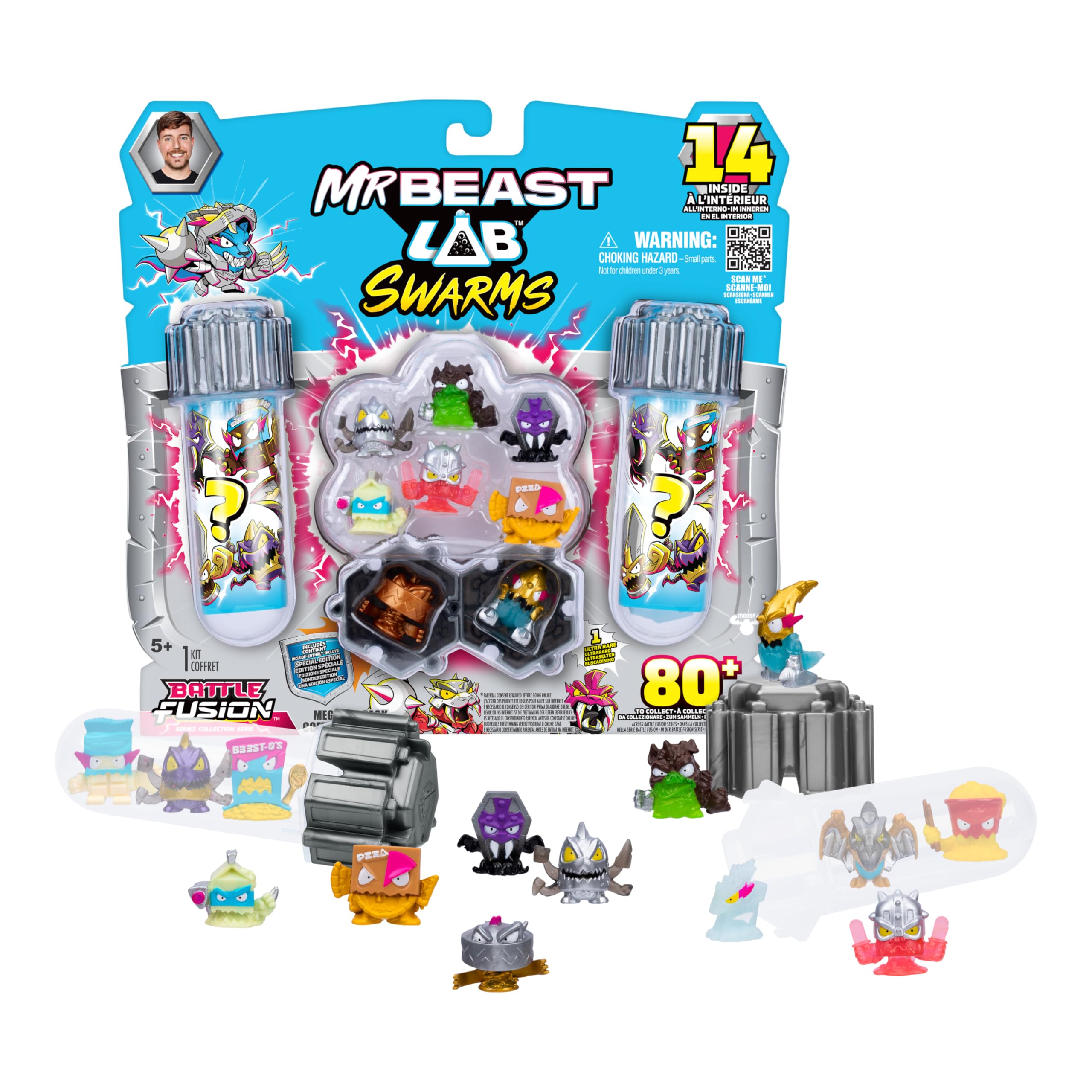 MRBEAST LAB Battle Fusion Series Mega Lab Pack - 14 Micro Beasts | Rust Reveal Special Edition | Collectible Figures
