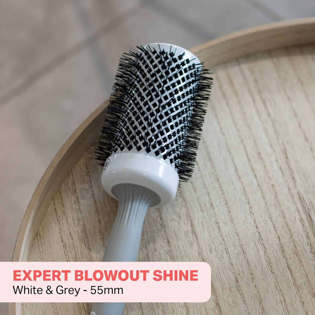 Olivia Garden Expert Blowout Shine Ceramic Round Brush - White & Grey, 55 mm