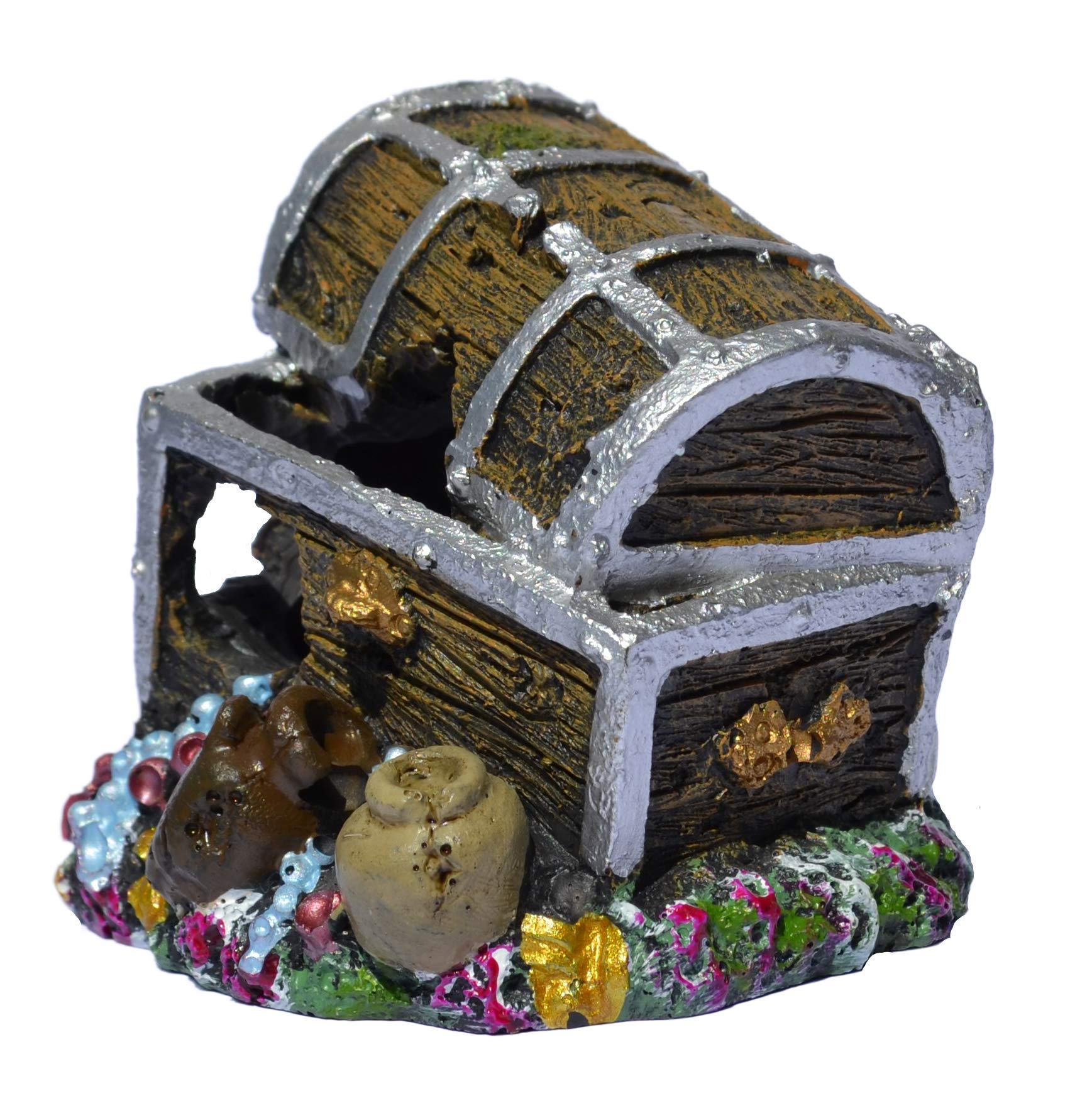 Supa Treasure Chest Aquarium Ornament | Non-Toxic Polyresin | Safe for Coldwater & Tropical Tanks | 6cm L x 7.5cm W x 6.5cm H 3