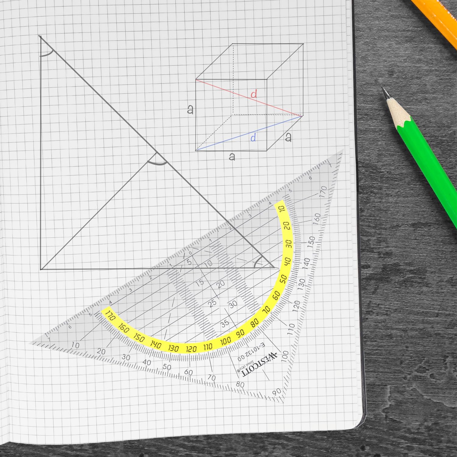 Westcott Geometric Triangle Ruler - Flexible/Break-Proof | 14 cm | Yellow 4