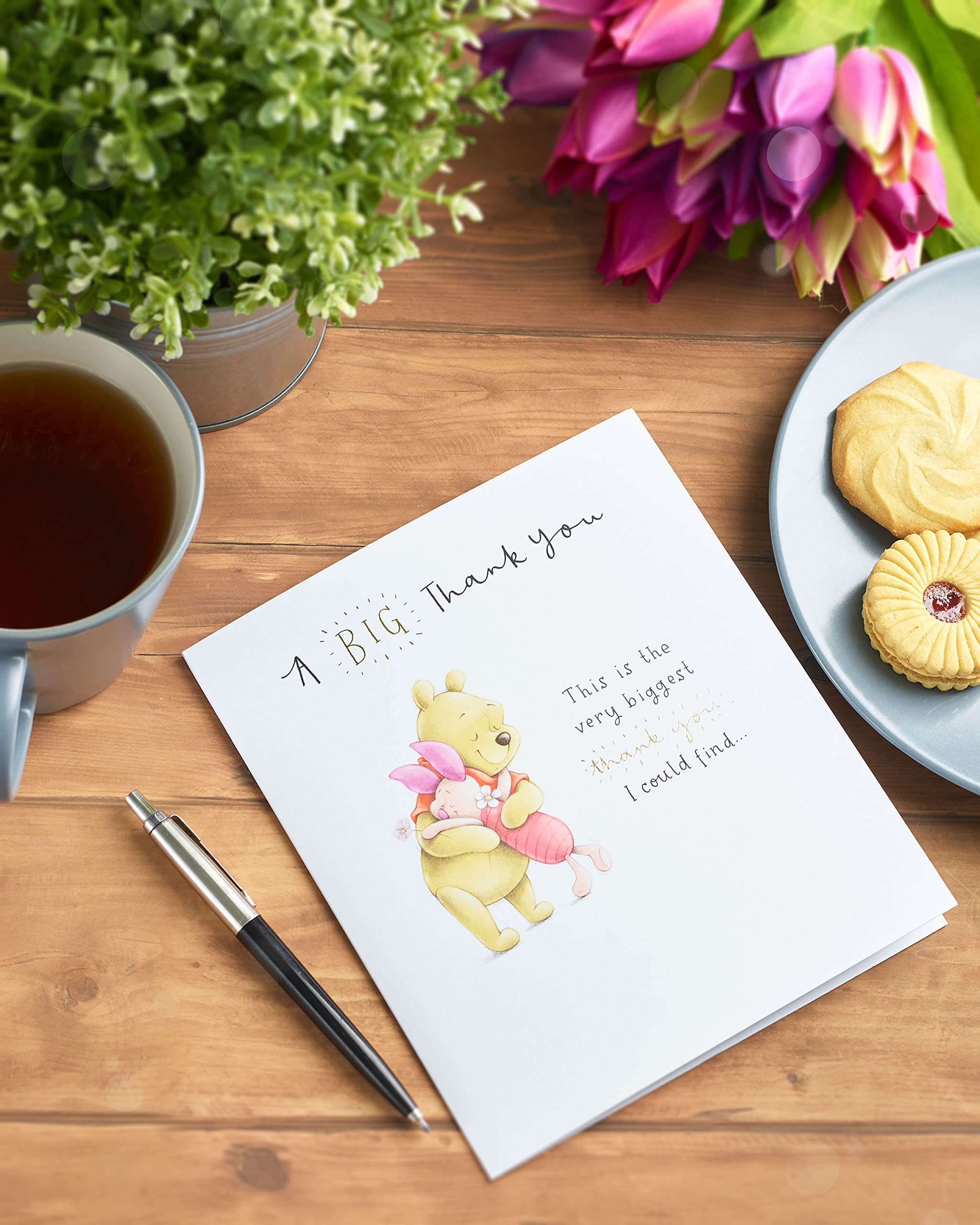 UK Greetings Disney Pooh Bear & Piglet Thank You Greeting Card | Gold Foil | FSC Certified