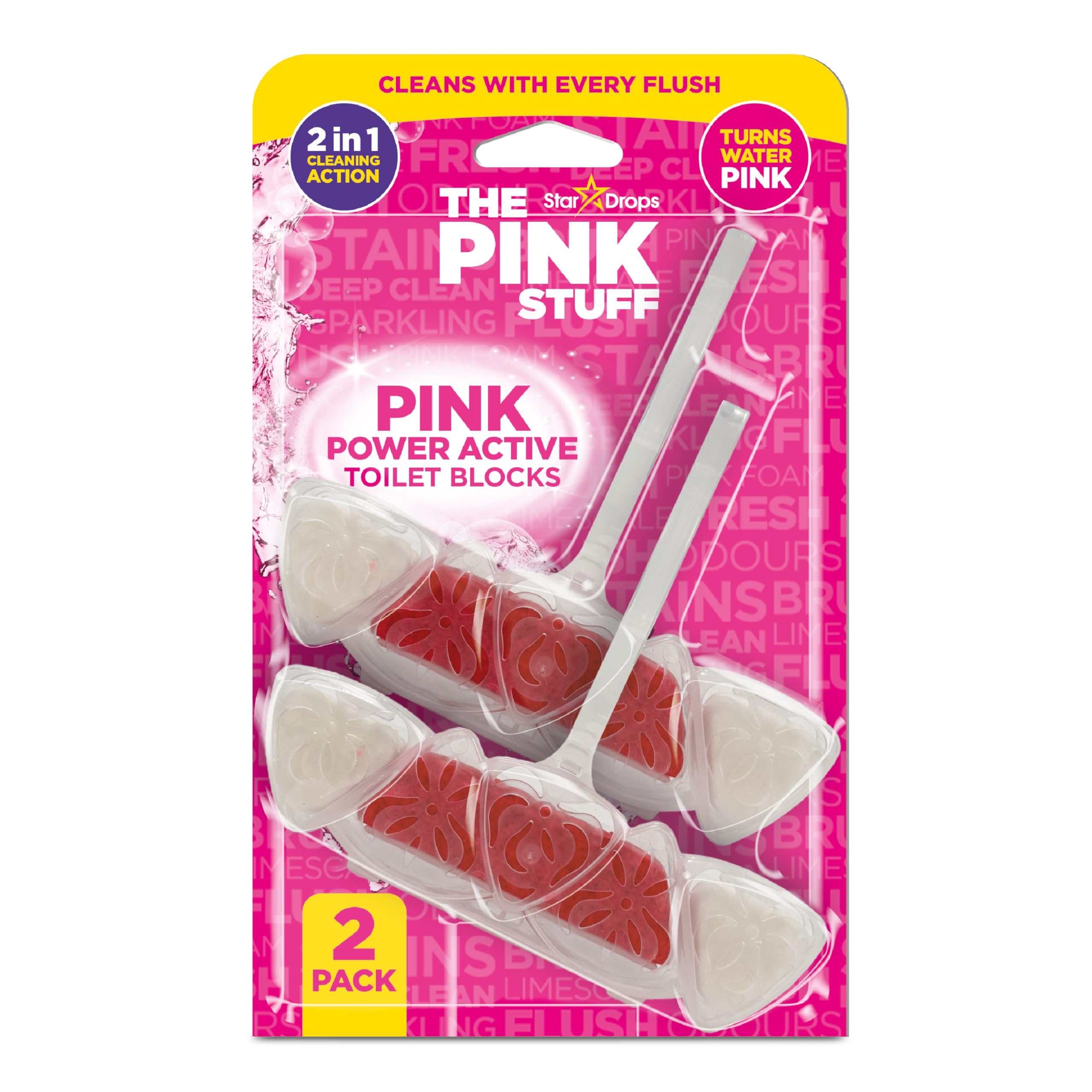 Stardrops The Pink Stuff Power Active Toilet Blocks - Cleans & Freshens | 2 Pack | Fruit Scent 1