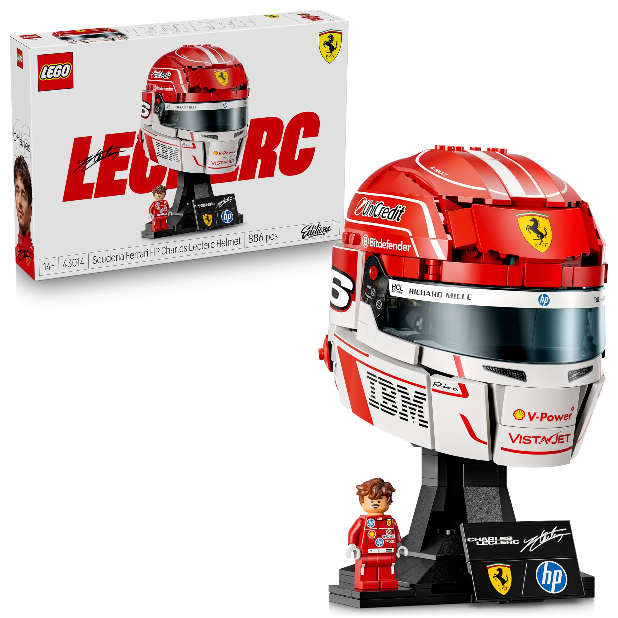 LEGO Editions Scuderia Ferrari HP Charles Leclerc Helmet Building Set | Model 43014 | Ages 14+
