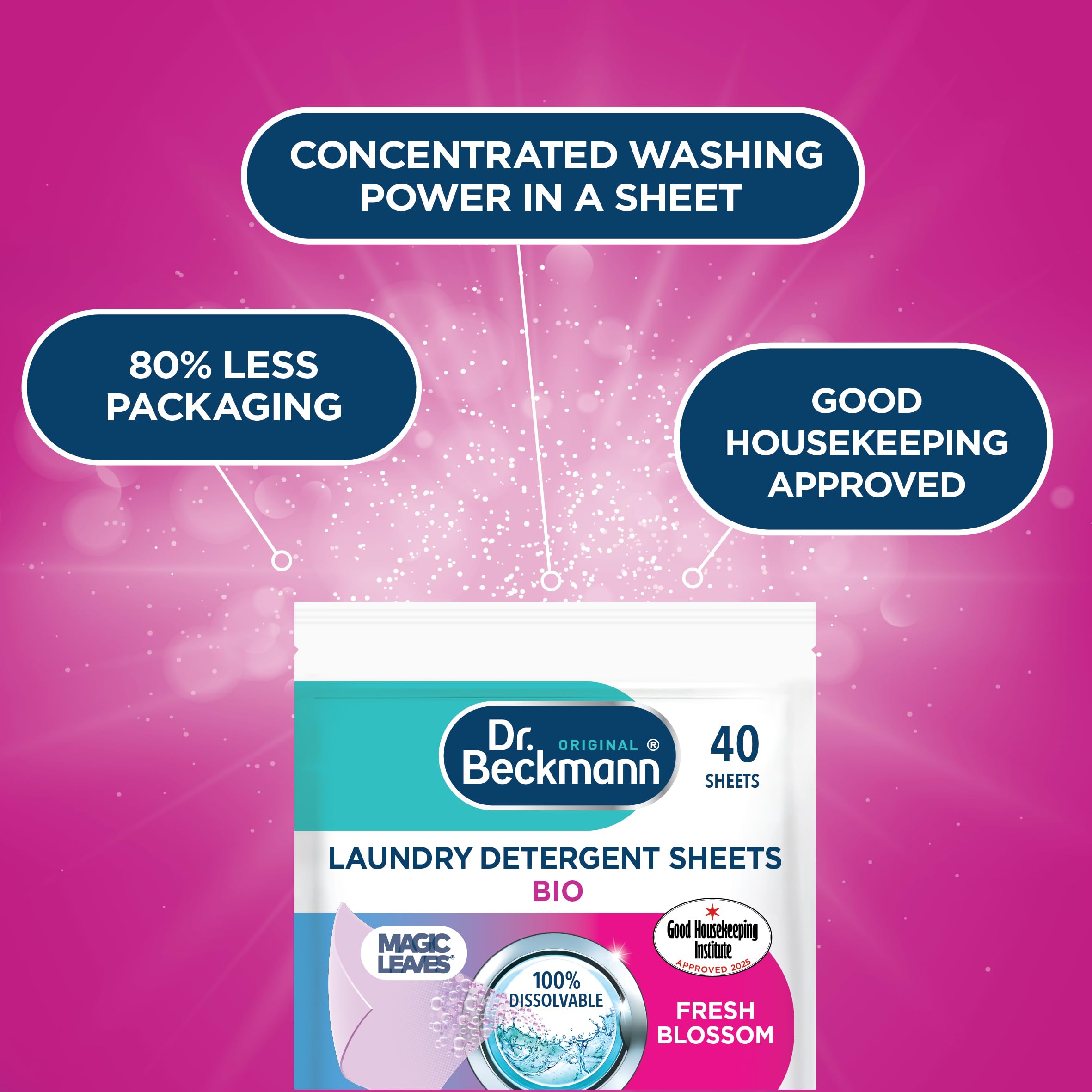 Dr. Beckmann MAGIC LEAVES BIO Laundry Detergent Sheets | Deep Clean & Revived Colours | Pack of 1 2