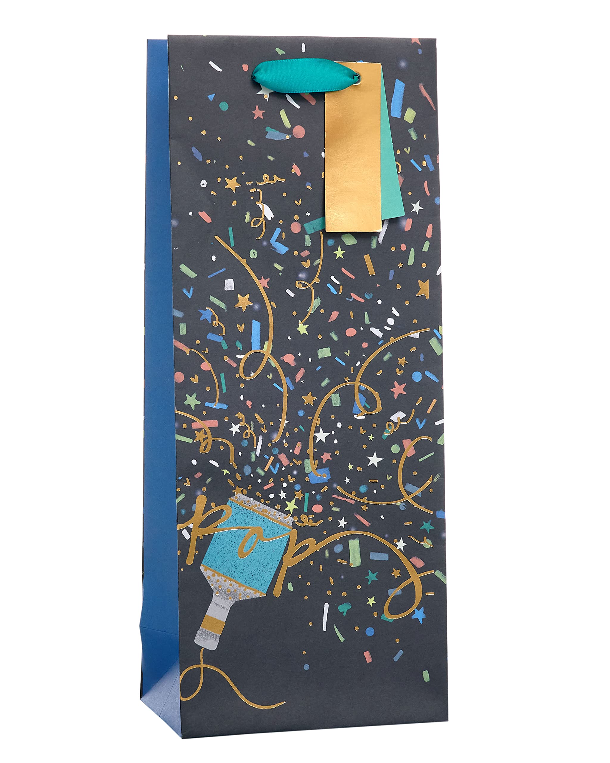 UK Greetings Bottle Bag - Party Popper Design | Ideal for Wine/Spirits | FSC Certified Paper