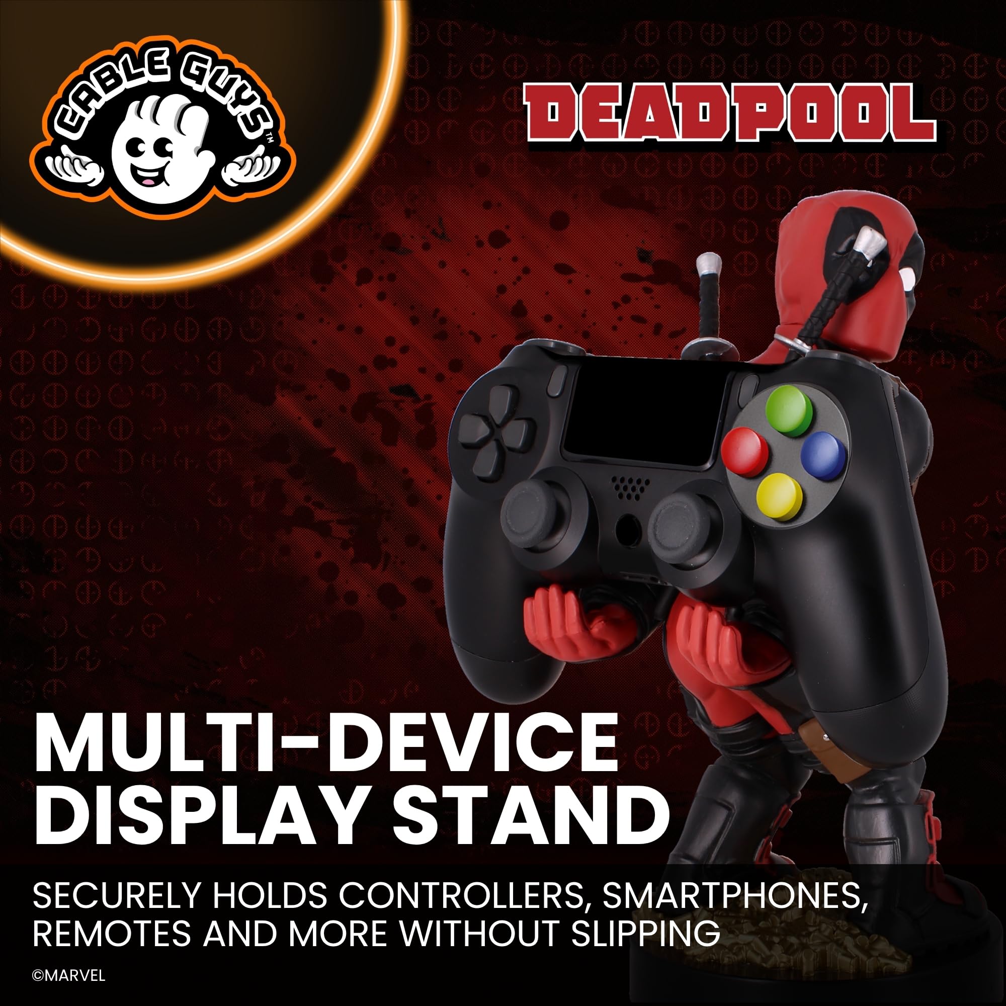 Cableguys Marvel 'Rear View Deadpool' Controller & Phone Stand | Red Silicone | 8.5 Inches Tall 4