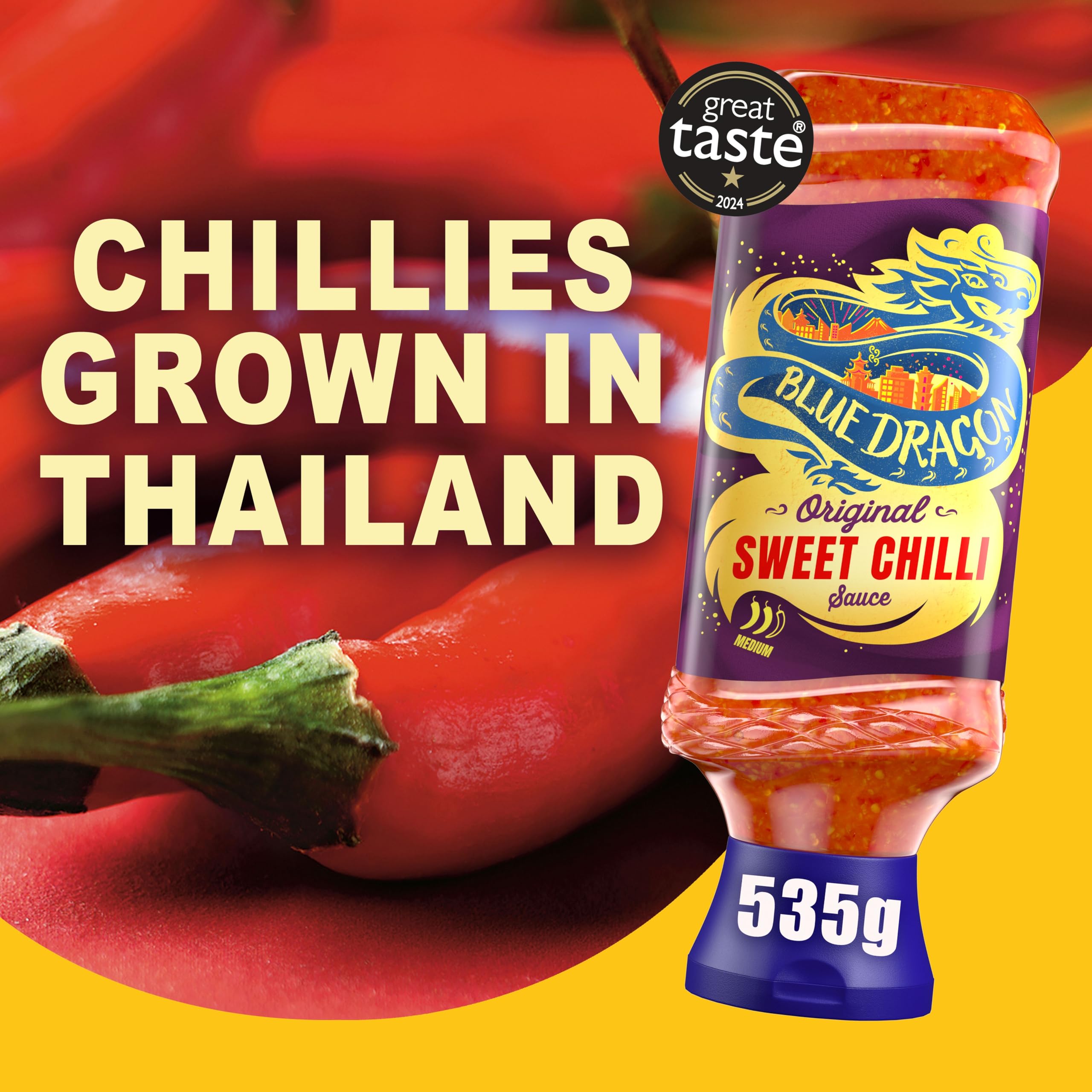 Blue Dragon Thai Sweet Chilli Dipping Sauce - Medium Heat, Vegan Friendly | 535g