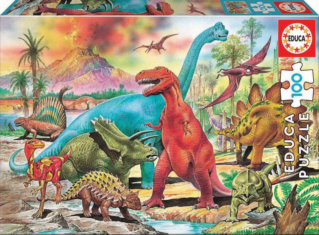 Educa Borras Dinosaurs Puzzle - 100-Piece Educational Puzzle for Ages 4+