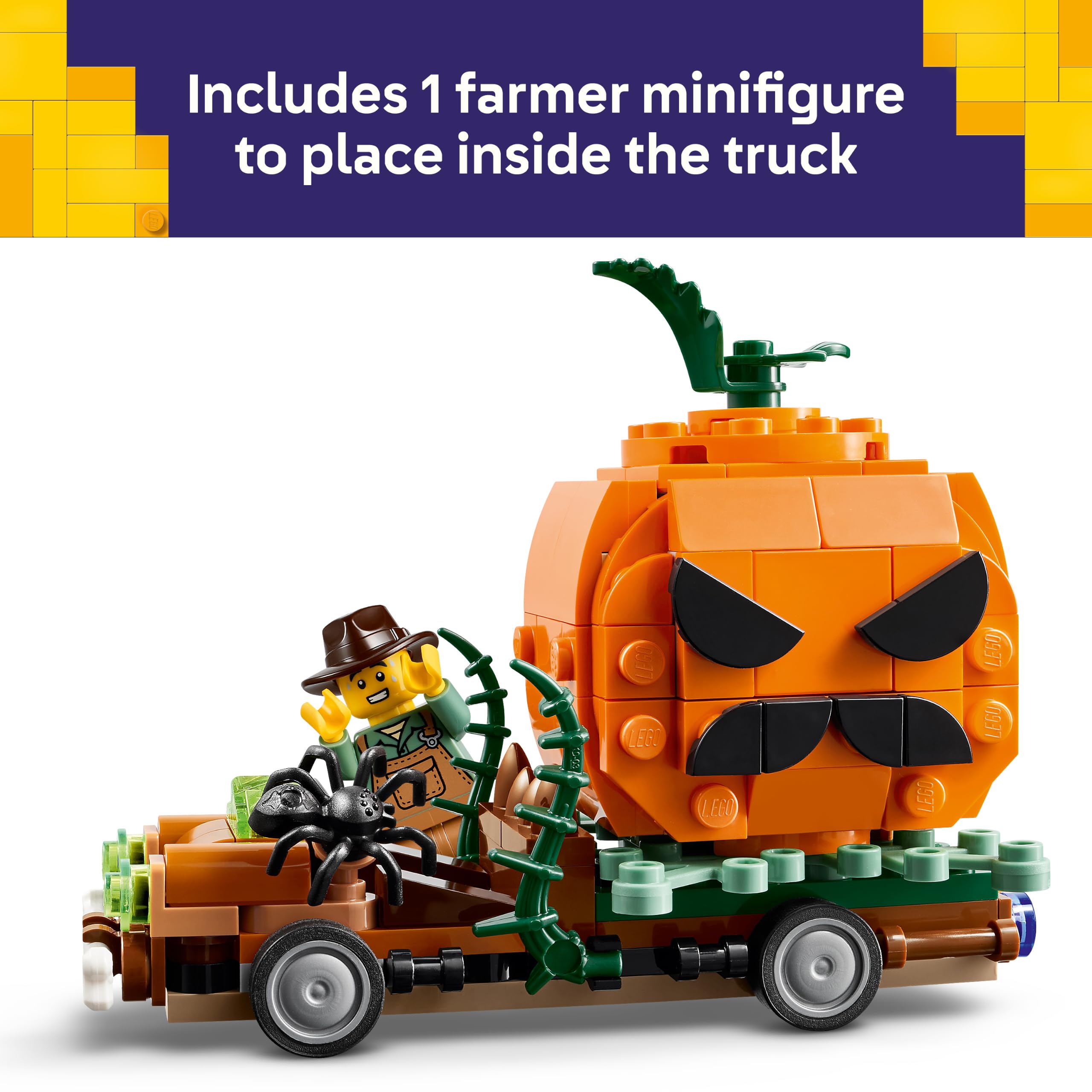 LEGO Jack-O'-Lantern Pickup Truck Building Set - Halloween Decoration | Ages 8+ | 40822 5