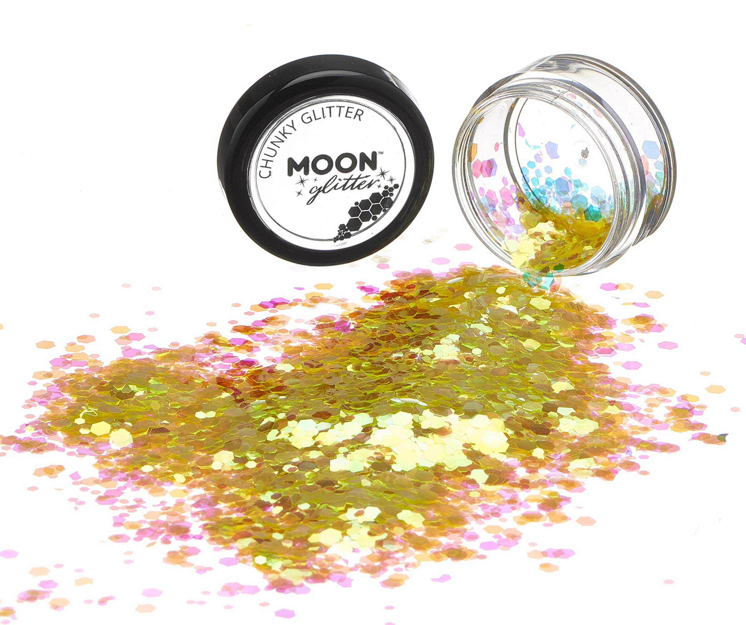 Moon Glitter Iridescent Chunky Glitter - Yellow, Cosmetic Grade, 3g 3