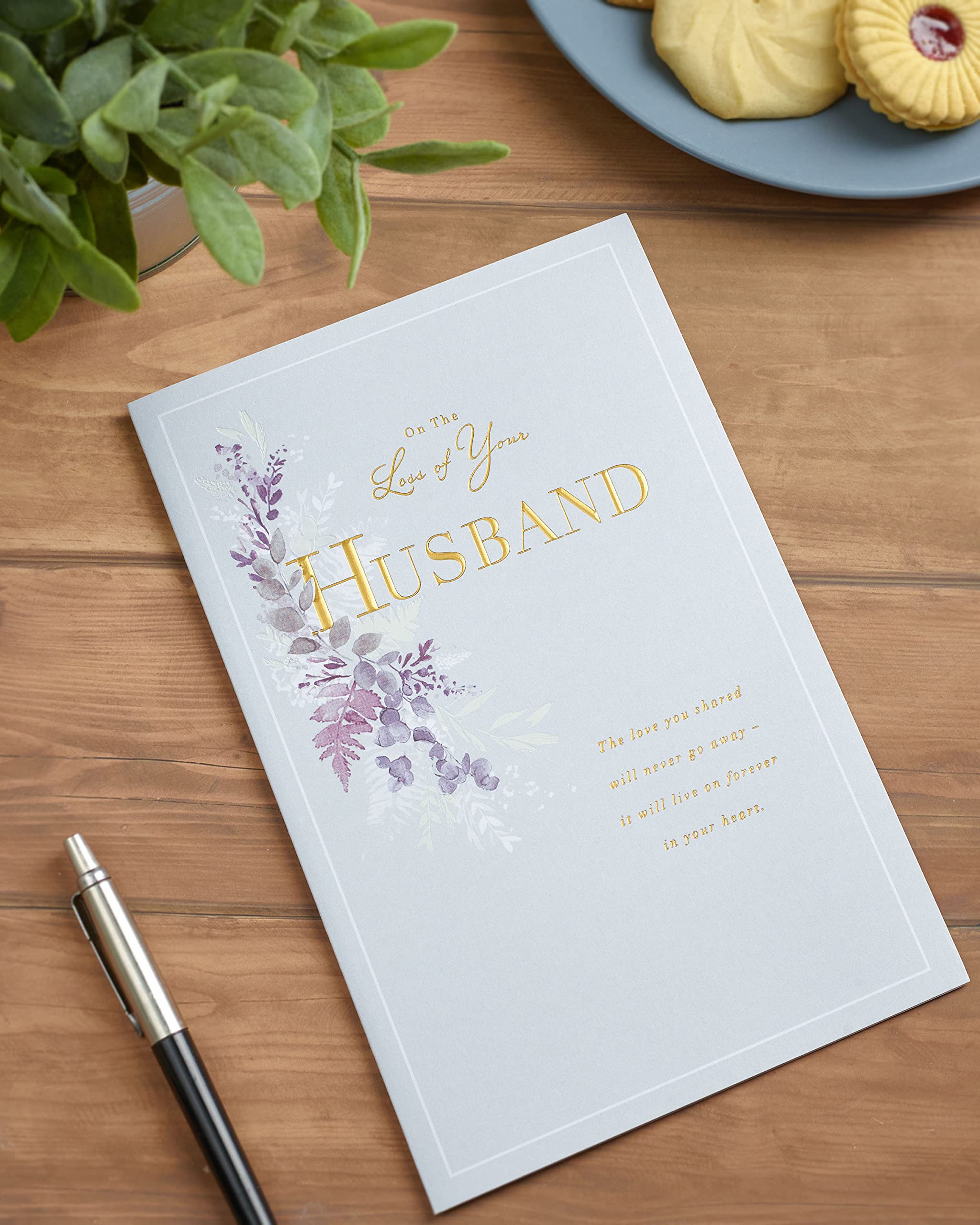 UK Greetings Sympathy Card for Loss of Husband | Metallic Gold Detail | FSC Certified | 21 x 13.7 cm 2