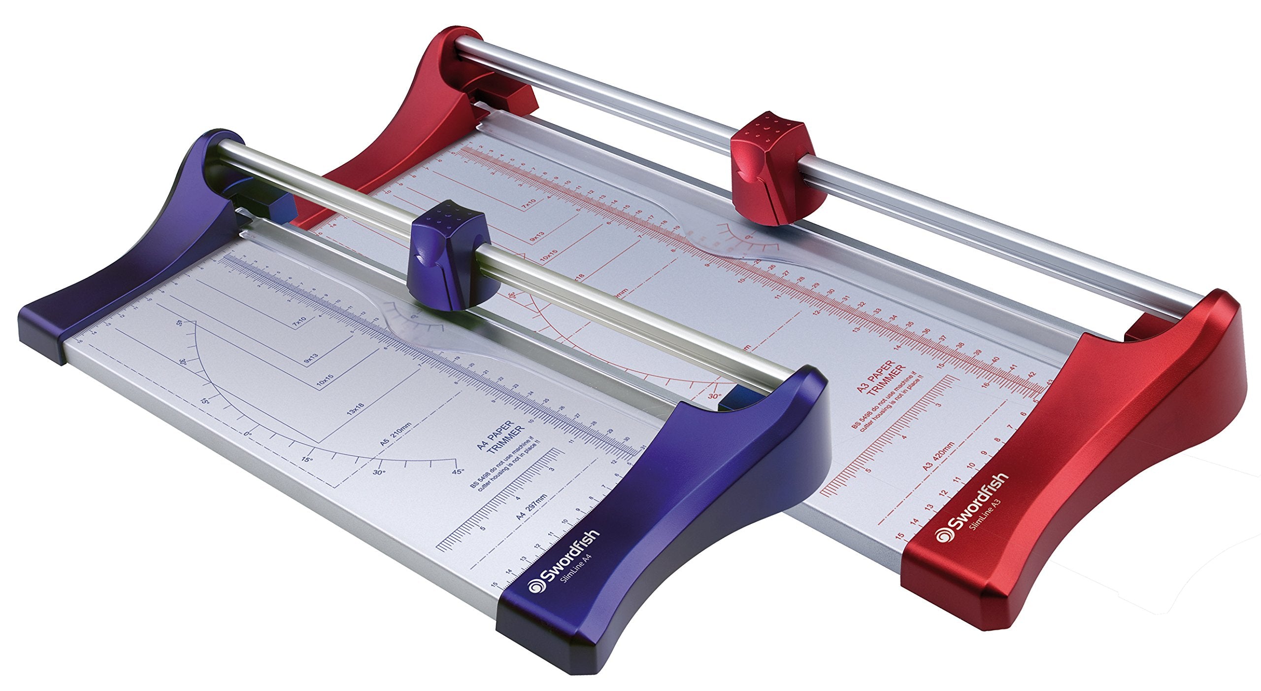 Swordfish Slimline A3 Rotary Paper Trimmer - 10 Sheet Capacity | Carbon Steel Blade | Red