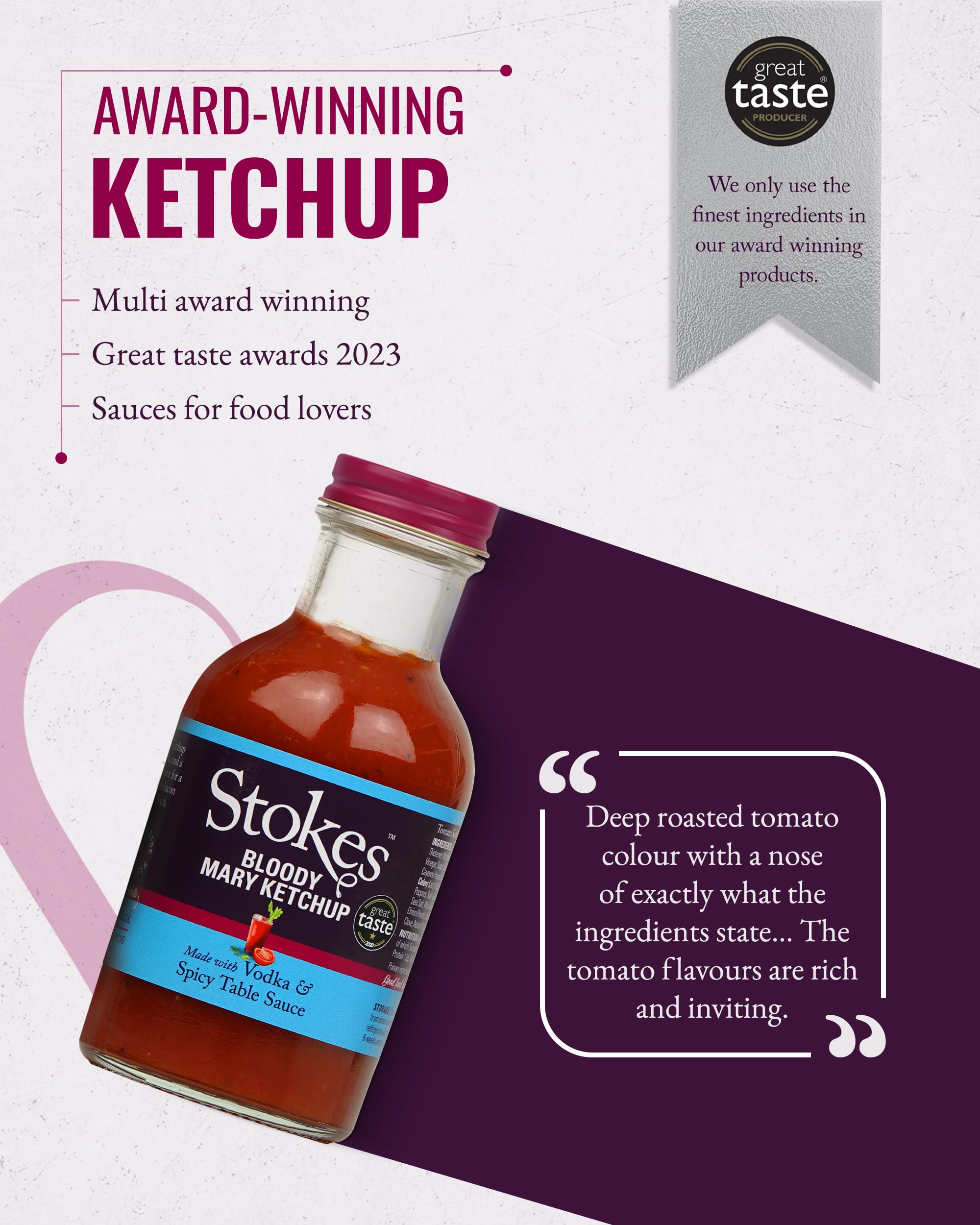 Stokes Bloody Mary Tomato Ketchup 3PK, Rich & Spicy Tomato Sauce with Vodka & Spicy Table Sauce 11