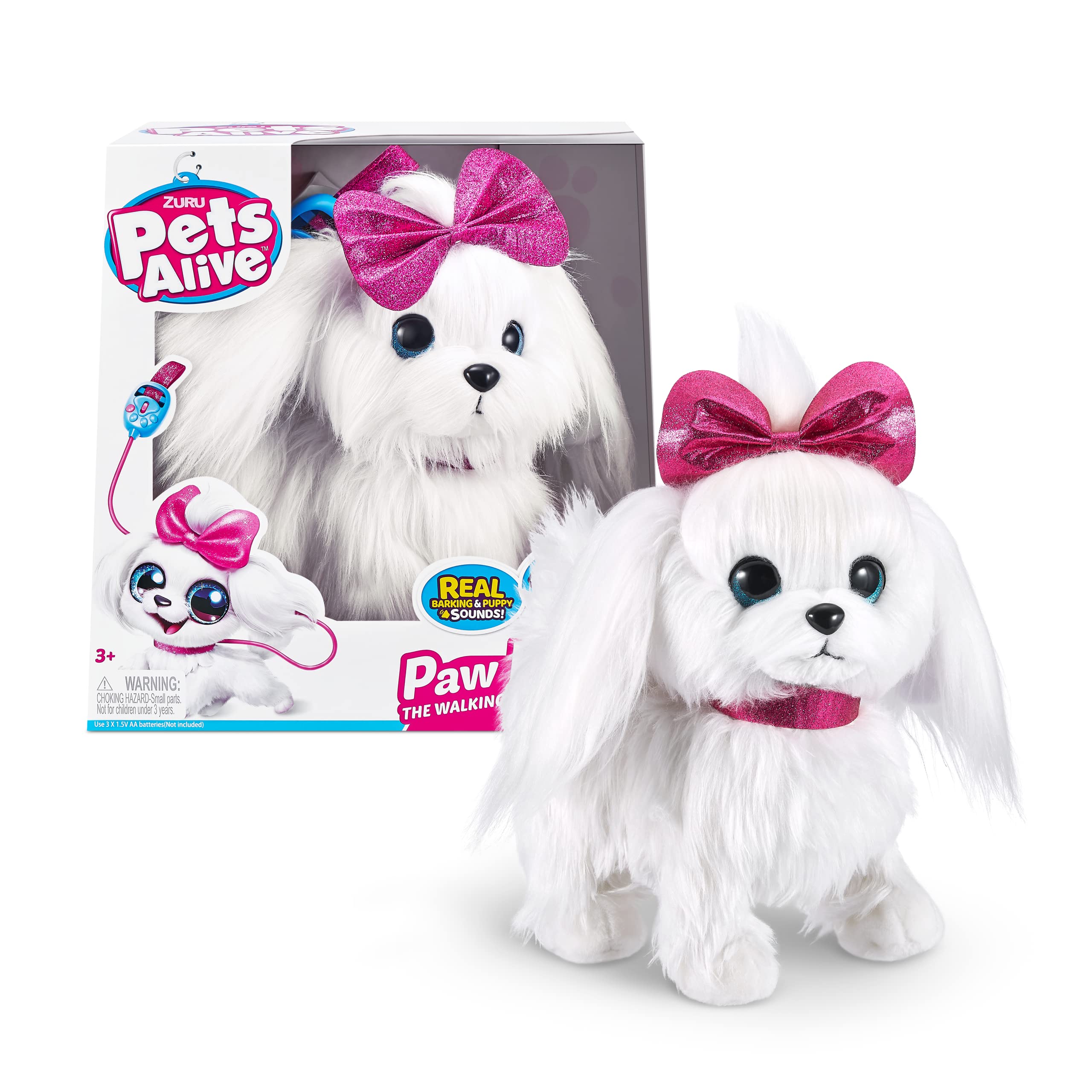 Pets Alive Lil' Paw Paw The Walking Puppy - Pink Electronic Plush Toy | Walks & Barks | Ages 3+