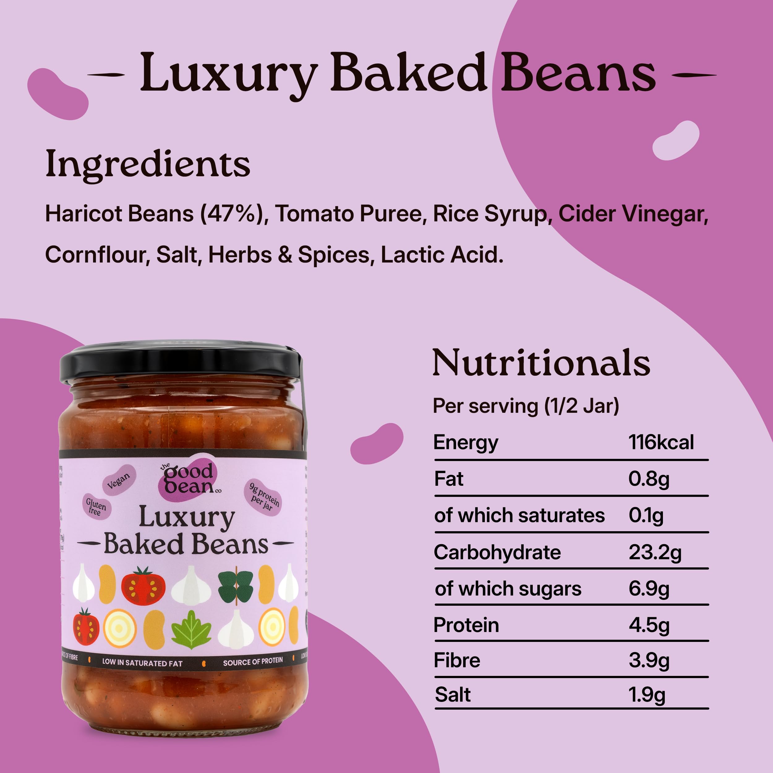 The Good Bean Co - Luxury Baked Beans Haricot Beans in Tomato Sauce 350g 3