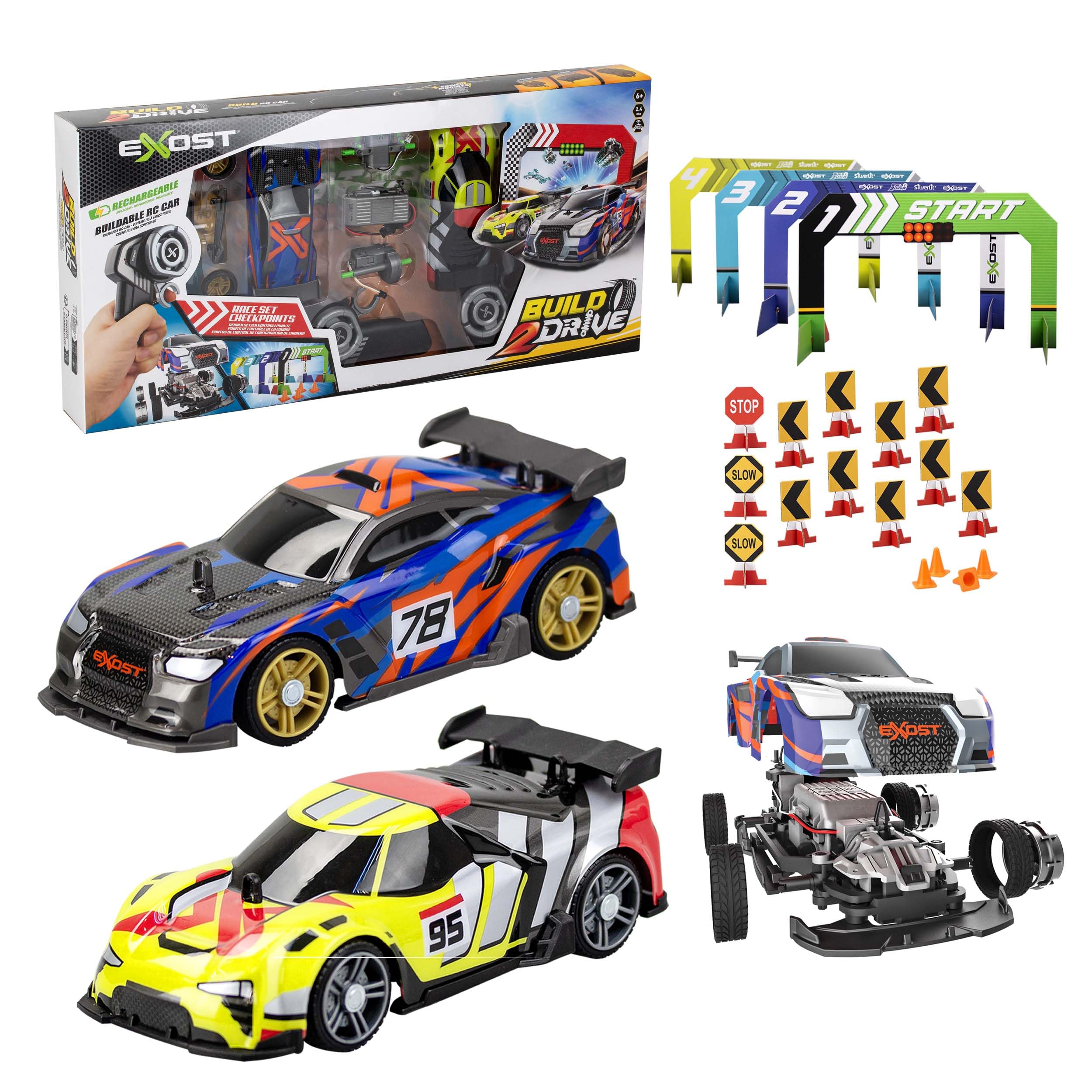 Silverlit Build 2 Drive RC Car Duo Set - Build, Race & Customize with 2 Remote-Controlled Cars for Kids 6+