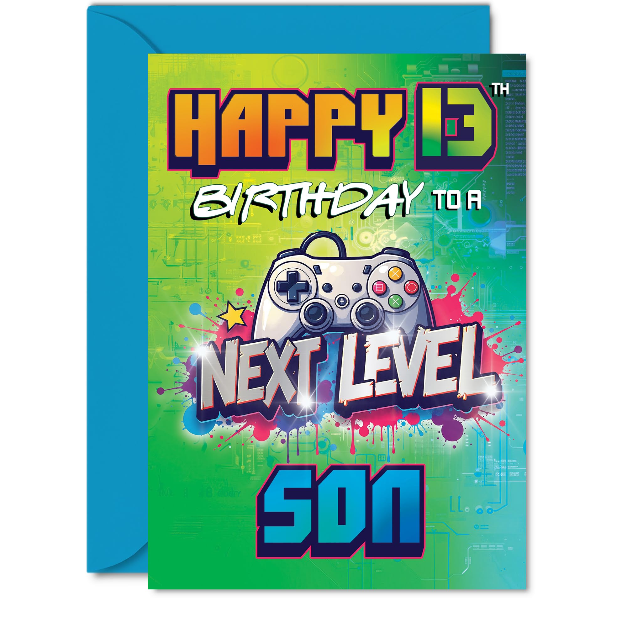 Giftzie 13th Birthday Card for Son | Next Level Design | 5x7 Inch Greeting Card