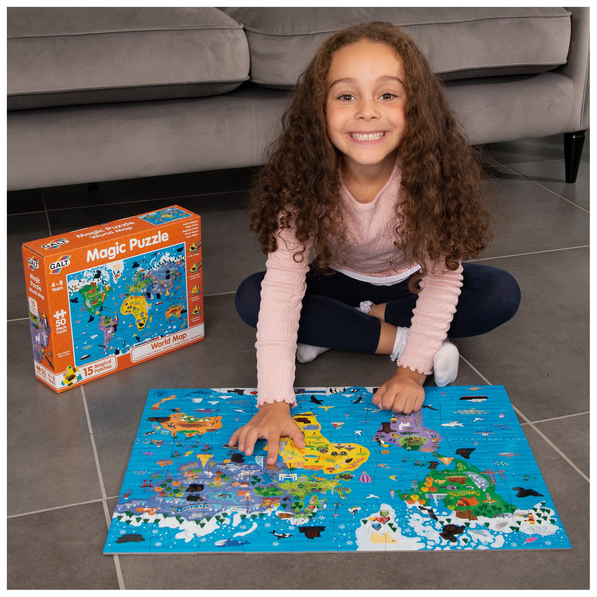 Galt Magic Puzzle - World Map, 50 Piece, Ages 4 to 8 Years Plus 4