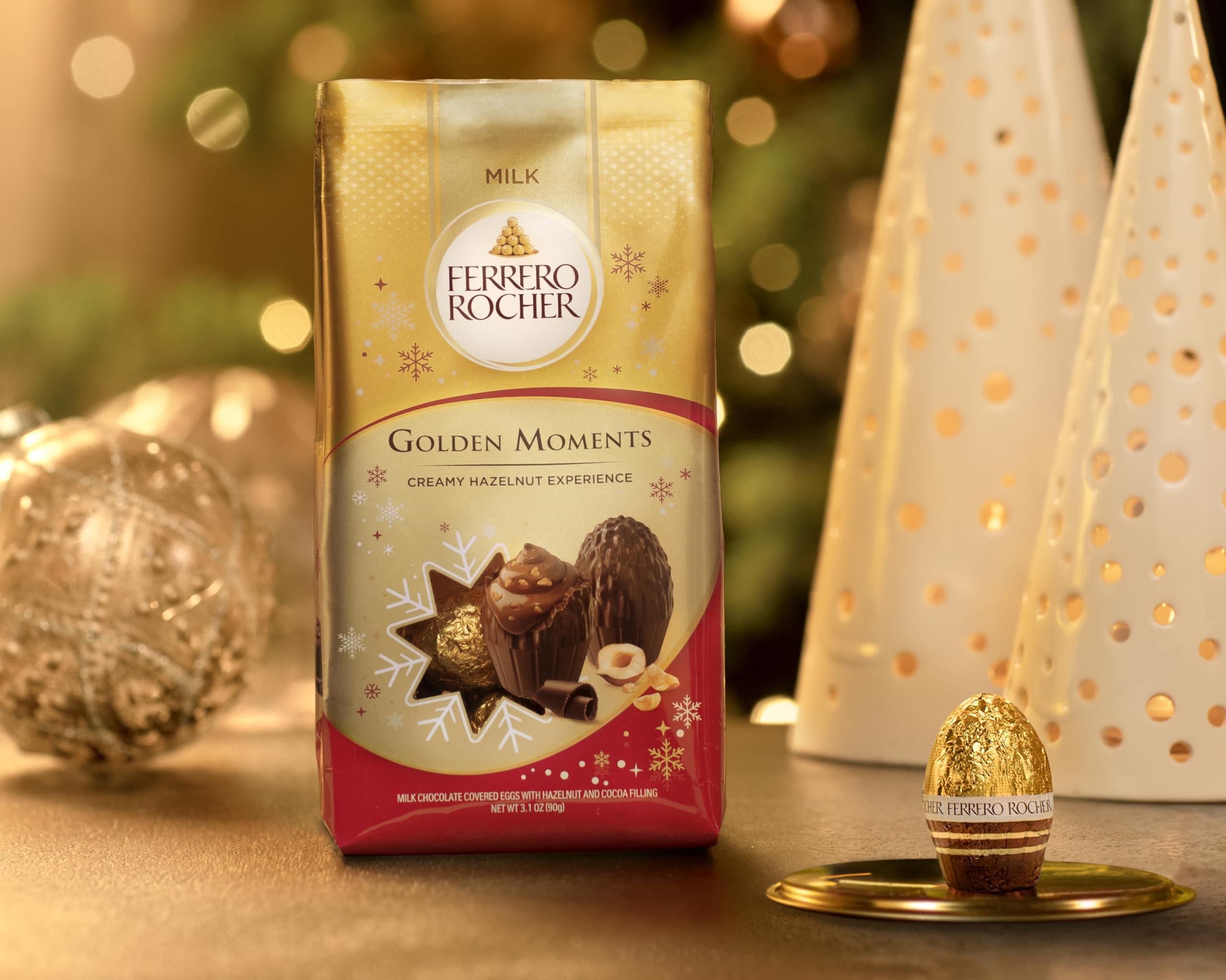 Ferrero Rocher Golden Moments Milk Chocolate Hazelnut Treats 90g Bag 12