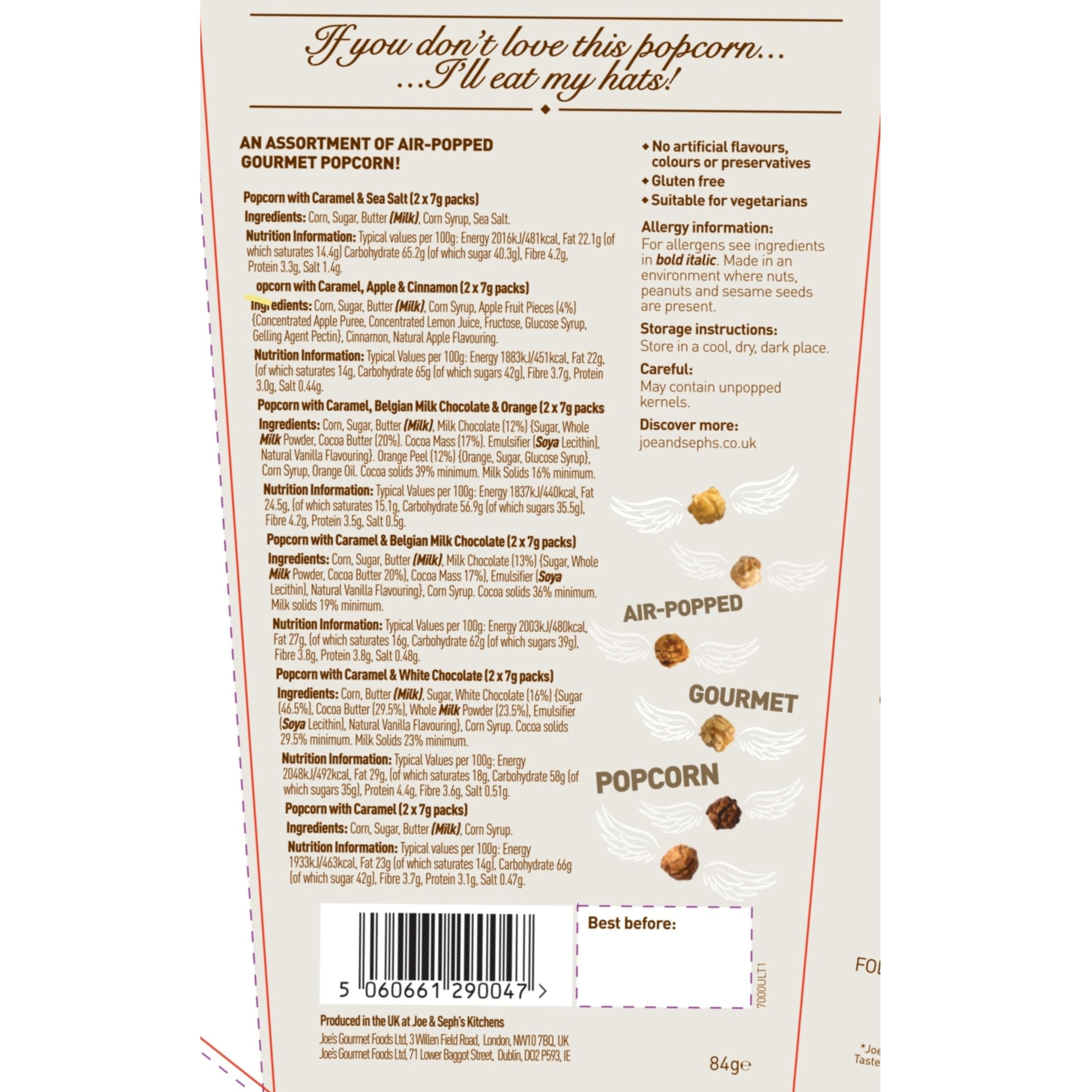 Joe & Seph's Ultimate Popcorn Selection Box - 12 x 7g Mini Bags | Gourmet Flavours 9