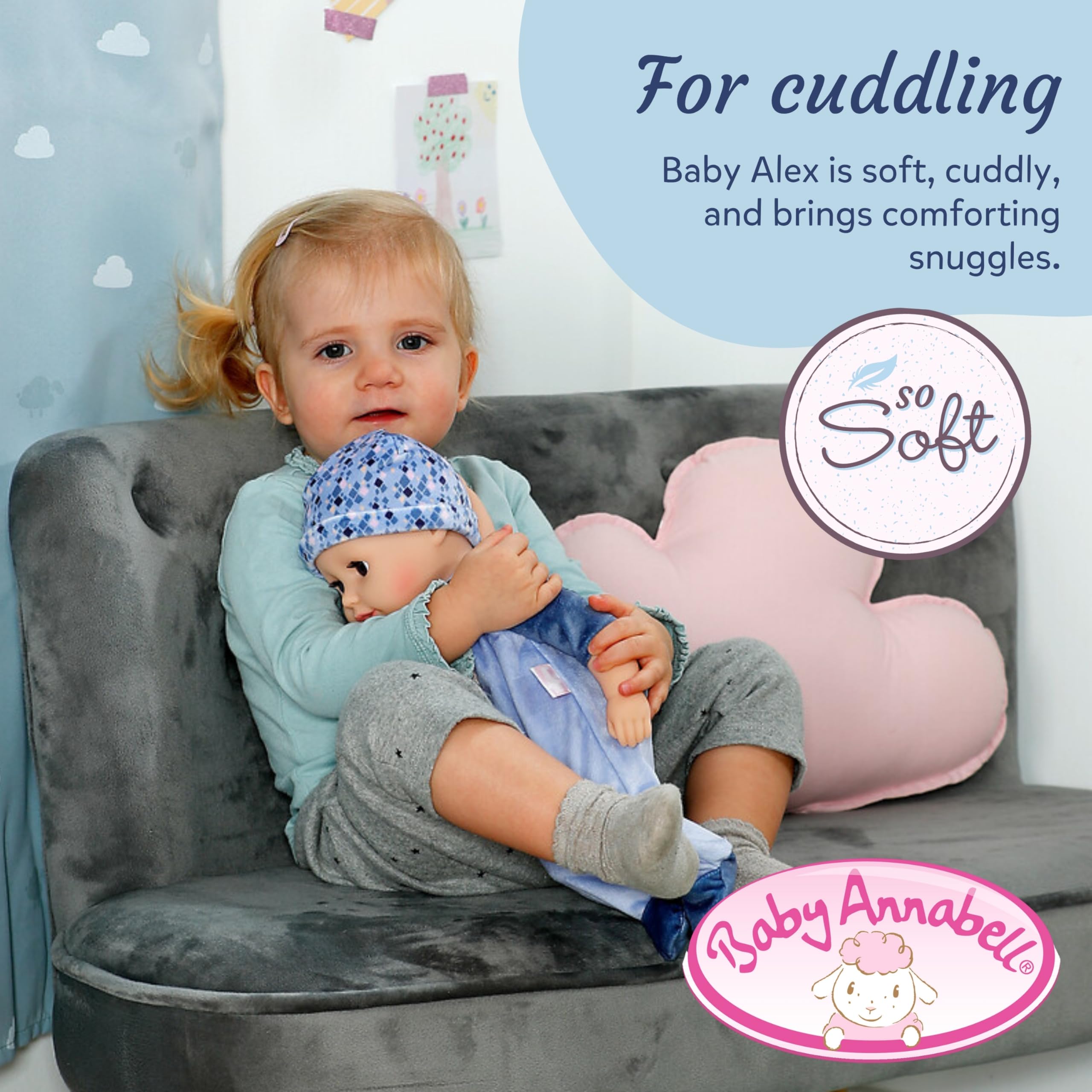 Baby Annabell Alex Soft 36cm Baby Doll with Sleeping Eyes - Ideal First Doll for Toddlers 1+ 3