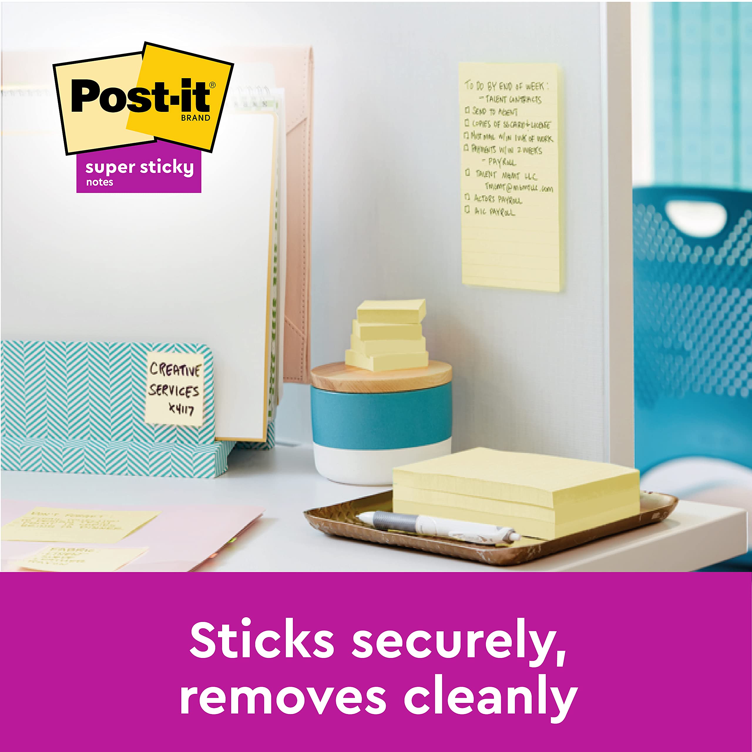 Post-it Super Sticky Notes Pad - Canary Yellow | 2x Sticking Power | 76 x 127 mm | 6 Pads of 90 Sheets 3