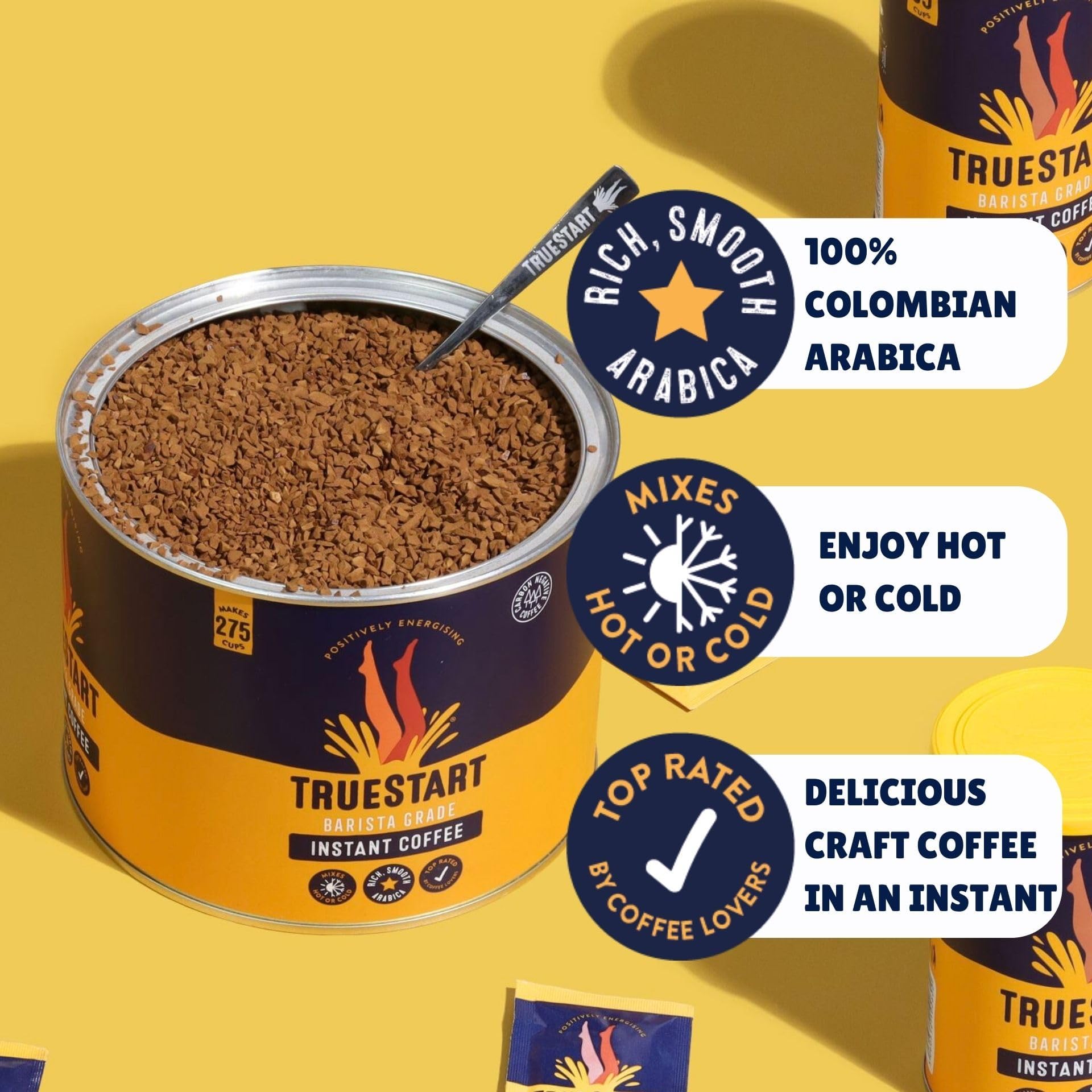 TRUESTART Barista Grade Instant Coffee - 750g Freeze Dried Colombian Arabica 2