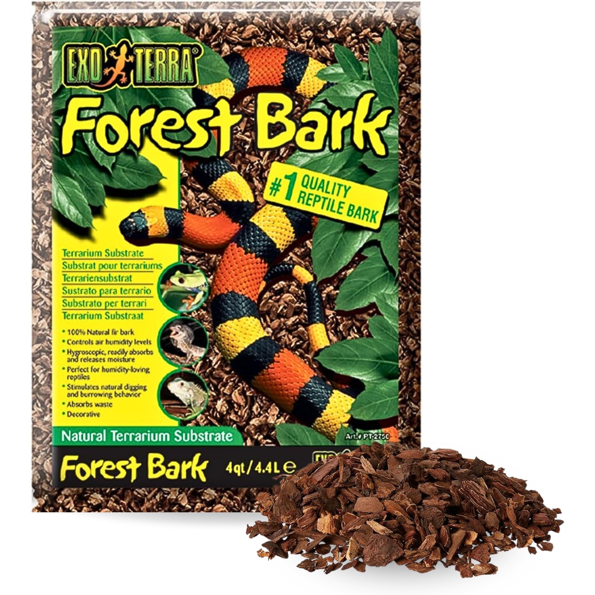 Exo Terra Forest Bark Substrate - 100% Natural Fir Bark | 4.4L Volume | Moisture Control