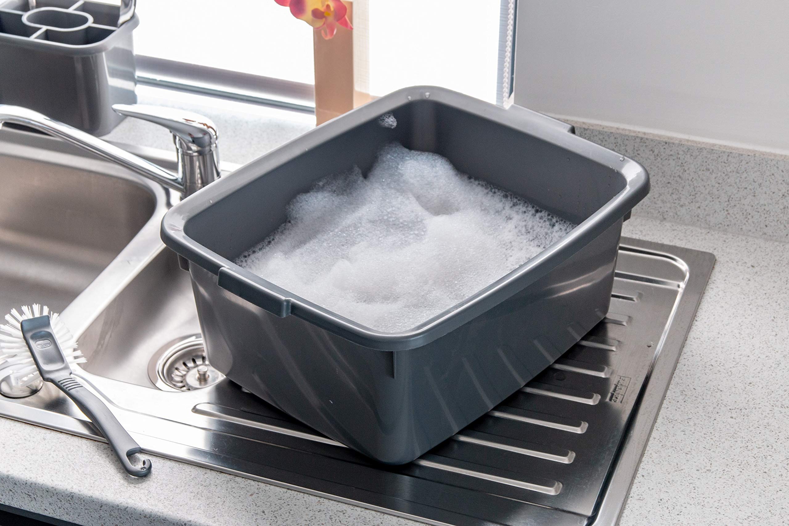 Addis 12L Eco Recycled Plastic Washing Up Bowl - Made in UK | Light Grey 3