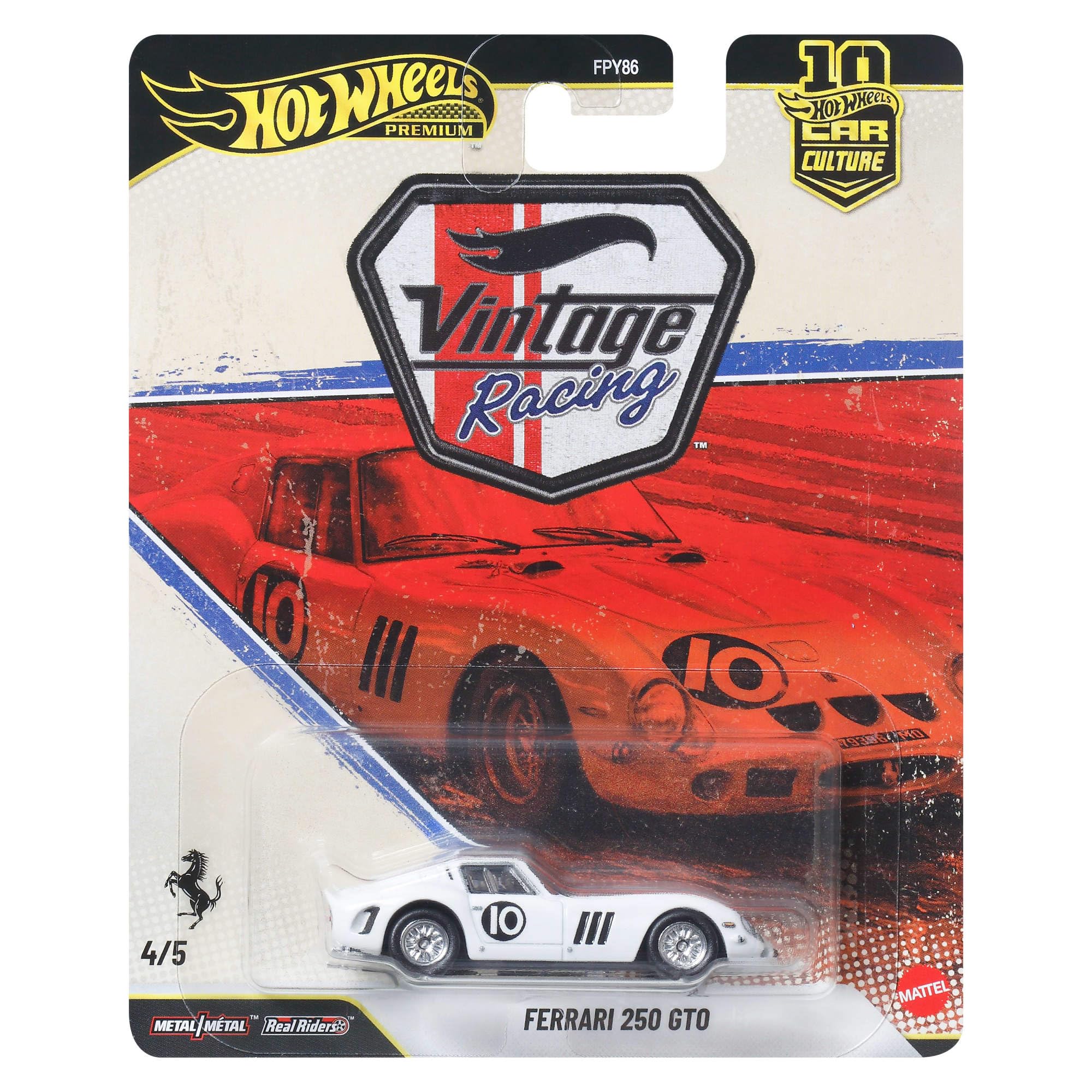 Hot Wheels Premium Car Culture Ferrari 250 GTO Die-Cast Vehicle | 1:64 Scale | Metal/Metal