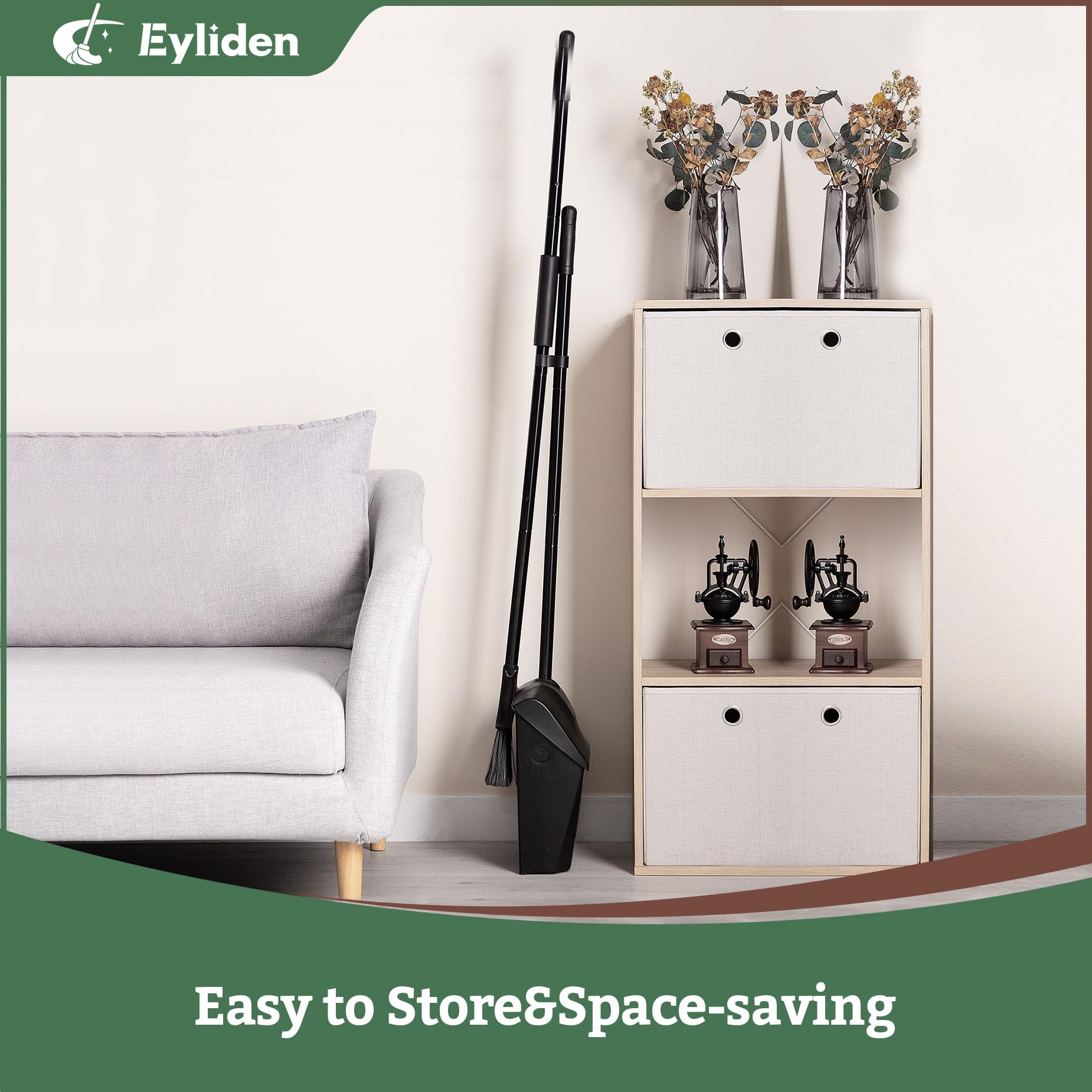 Eyliden Long Handled Dustpan and Brush Set - Upright, Windproof Lid | 58.8in Broom 7