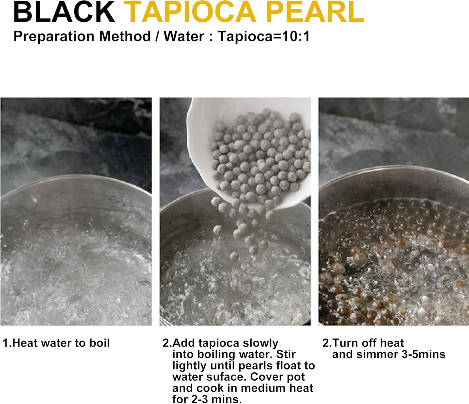 Wu FuYuan Black Tapioca Pearls 1kg - Bubble Tea Boba Pearls 3