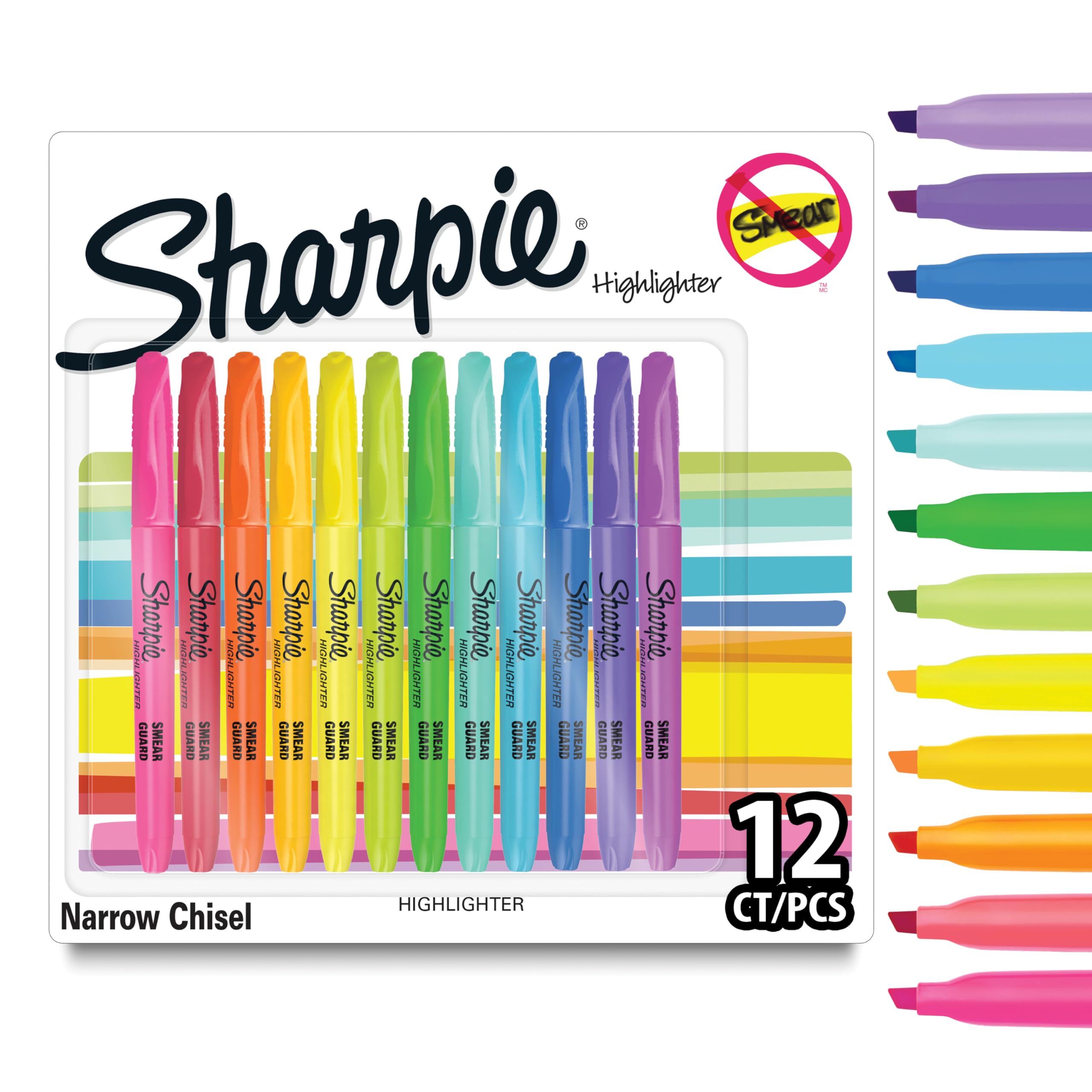 Sharpie Pocket Highlighters - Chisel Tip | 12 Pack Assorted Fluorescent Ink Colours 1