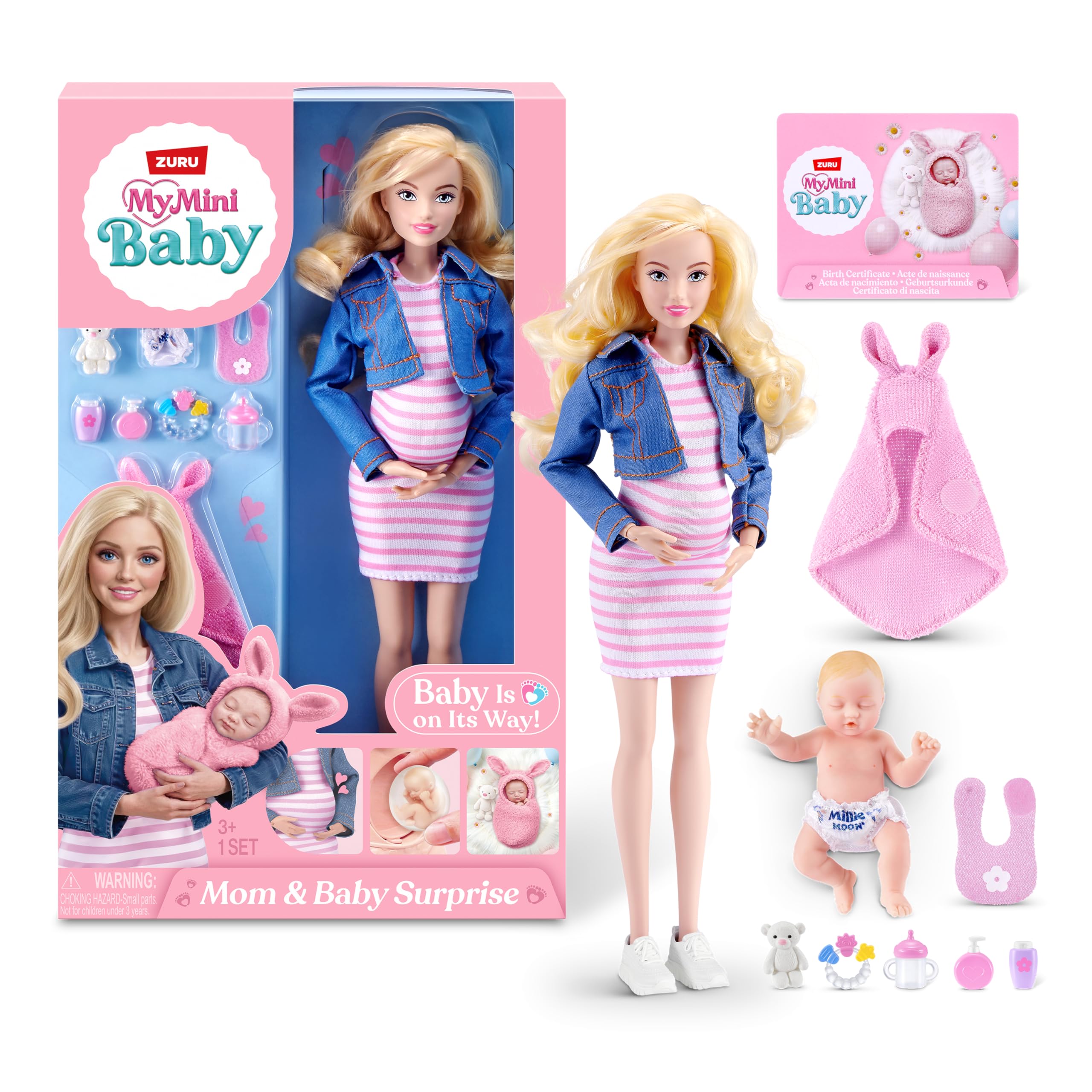 ZURU MY MINI Pregnant Mom & Baby Surprise Doll Playset - Nurturing Play, Collectible Figures | Ages 3+ 1