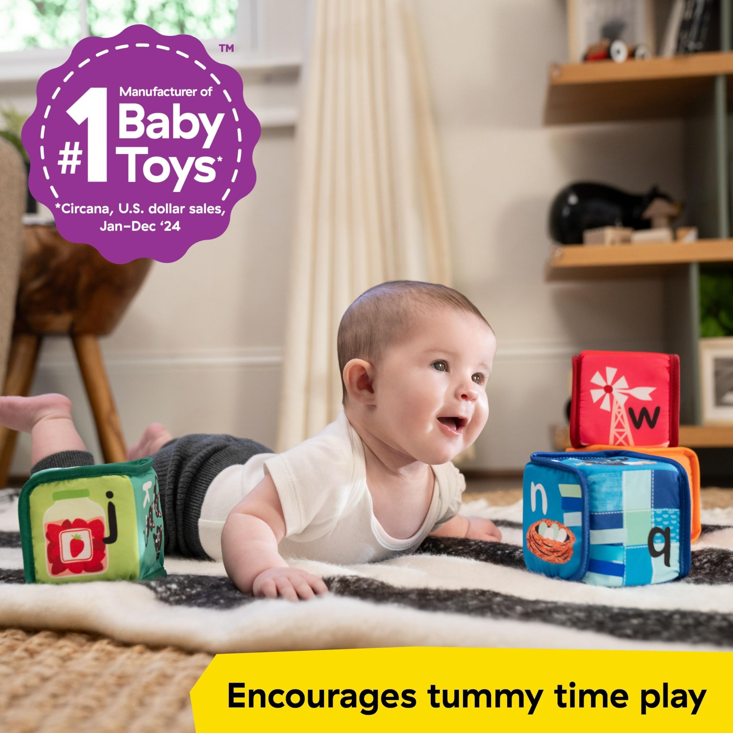 Baby Einstein Alpha Stacks Soft Blocks - Multisensory Stacking Toys for Infants and Toddlers 3