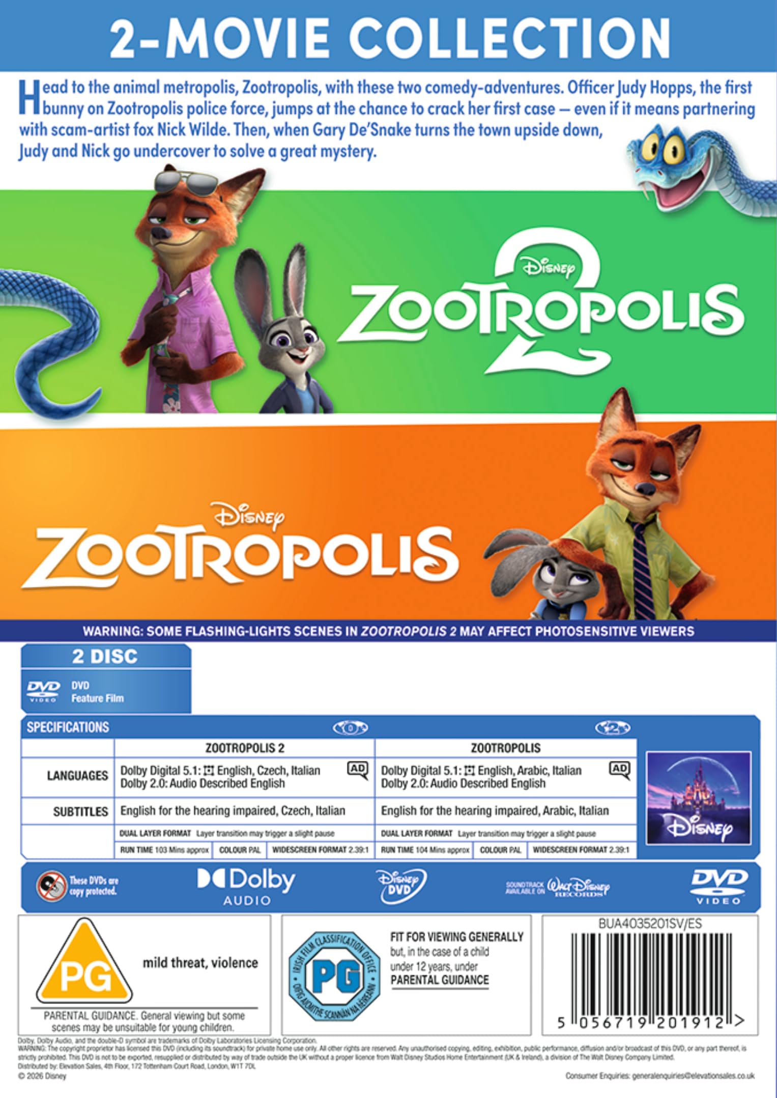Disney's Zootropolis Double Pack DVD 2
