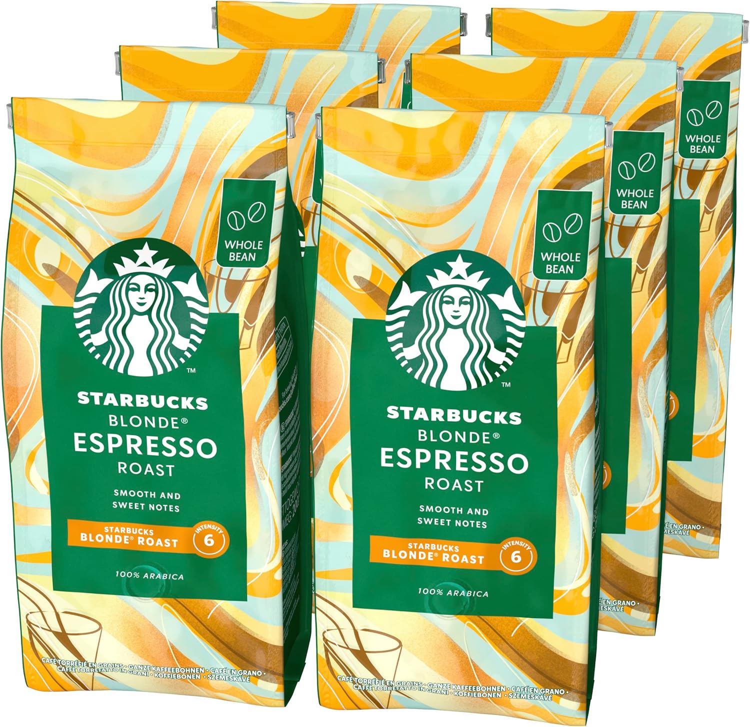 STARBUCKS Blonde Espresso Roast - Whole Bean Coffee 200g (Pack of 6) 1