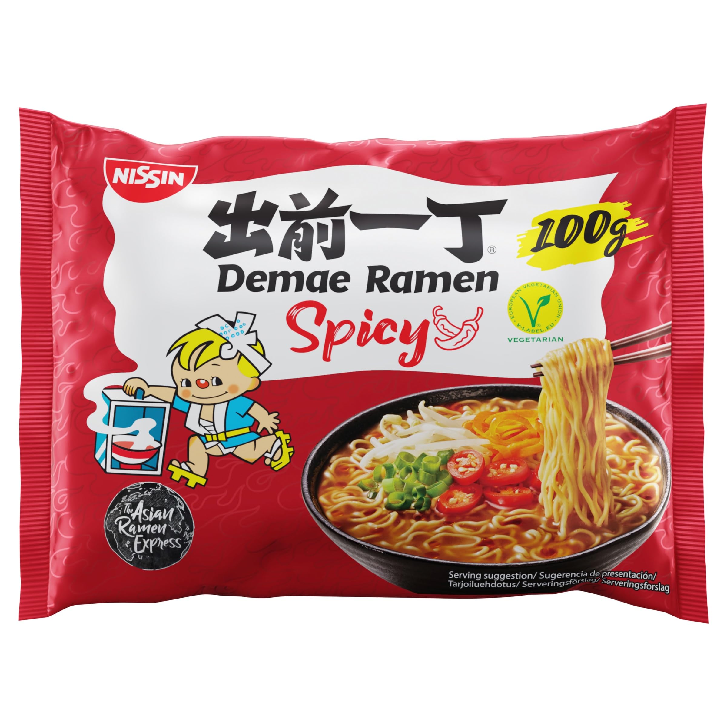 NISSIN Ramen Spicy Flavoured Instant Noodles, 100g (Pack of 10) 1