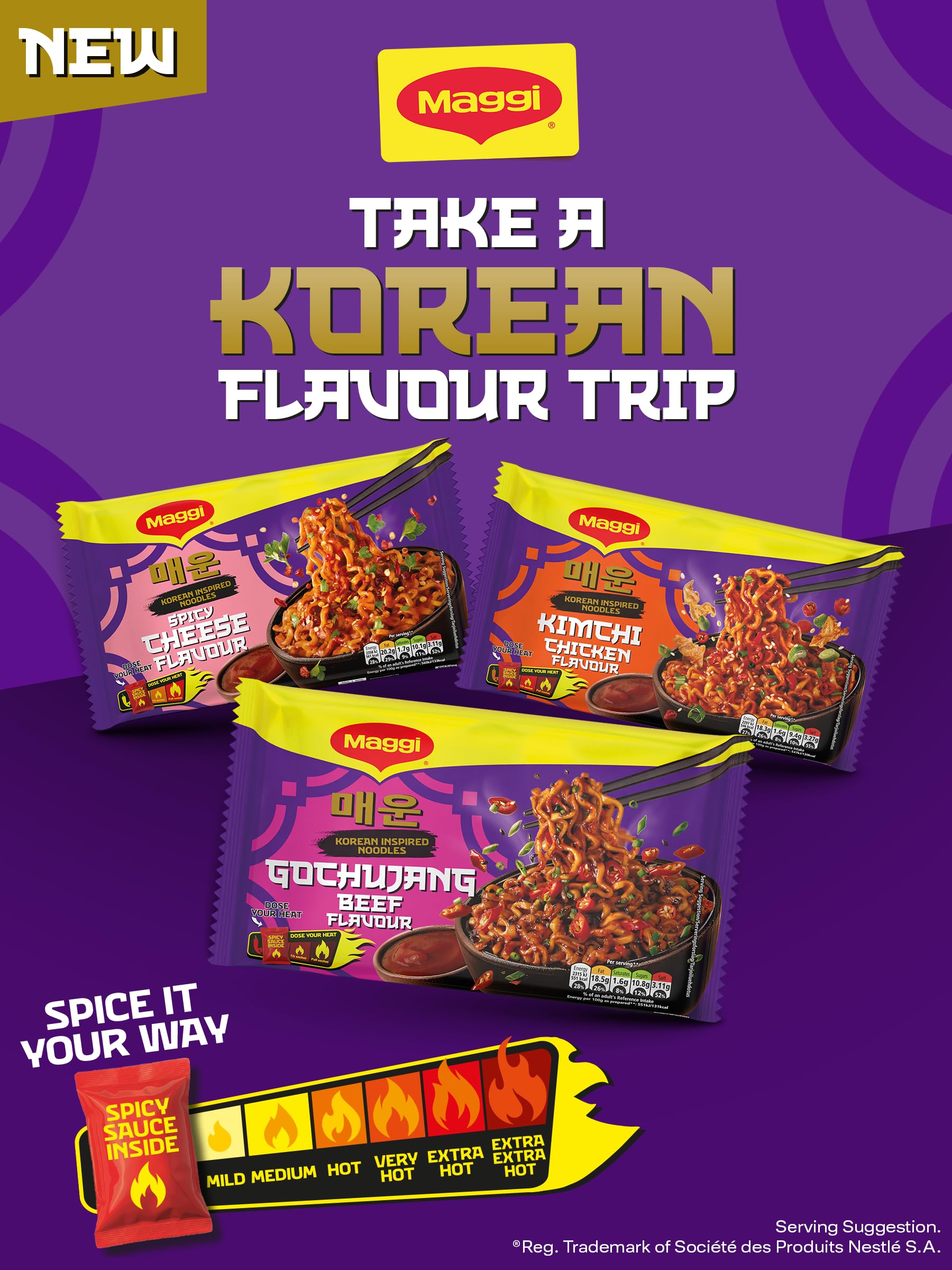 MAGGI Korean Inspired Kimchi Chicken Flavour Noodles - 130g 6