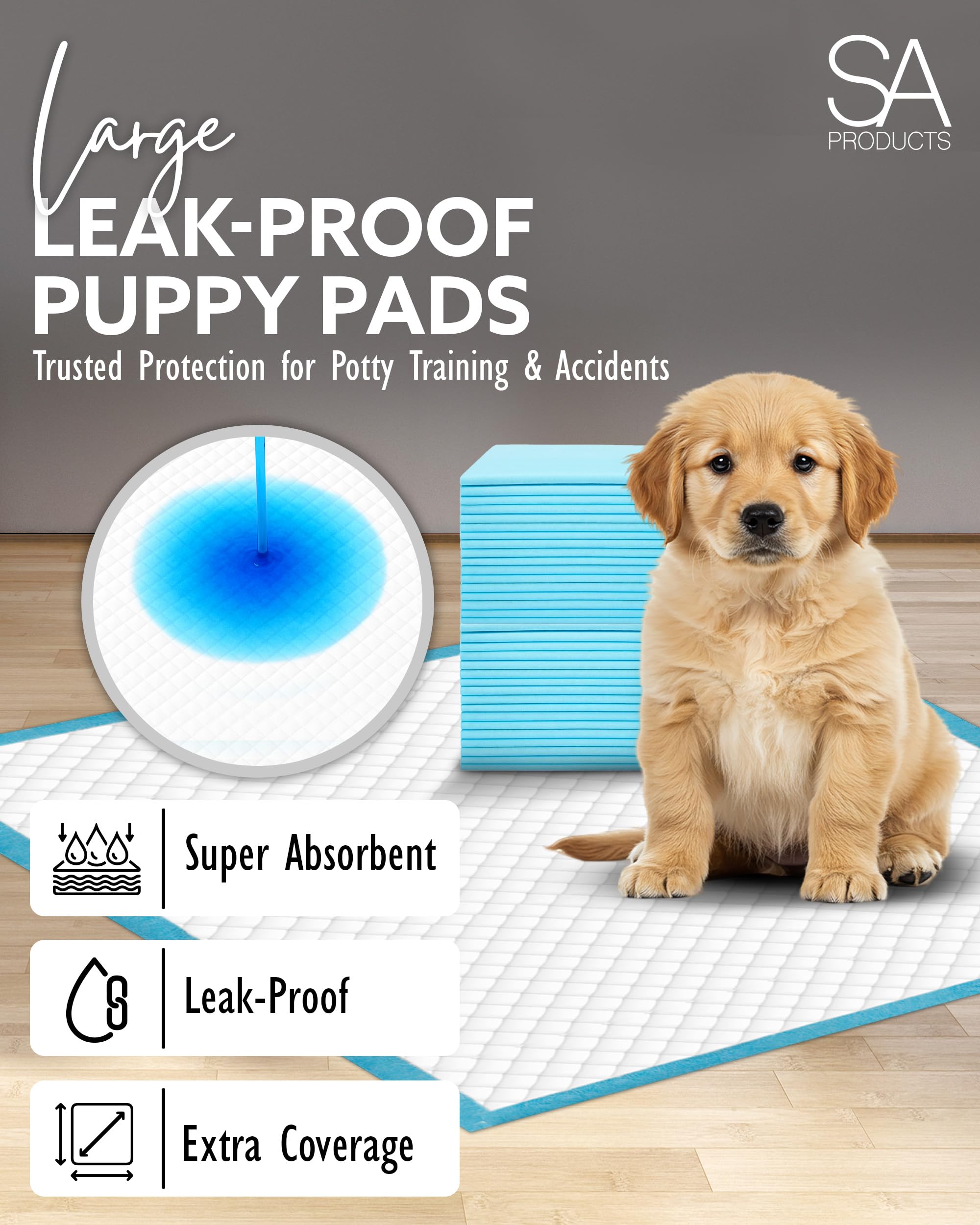 SA Products Puppy Pads - Super Absorbent Training Pads | 50 Pack | 56x56 cm 2