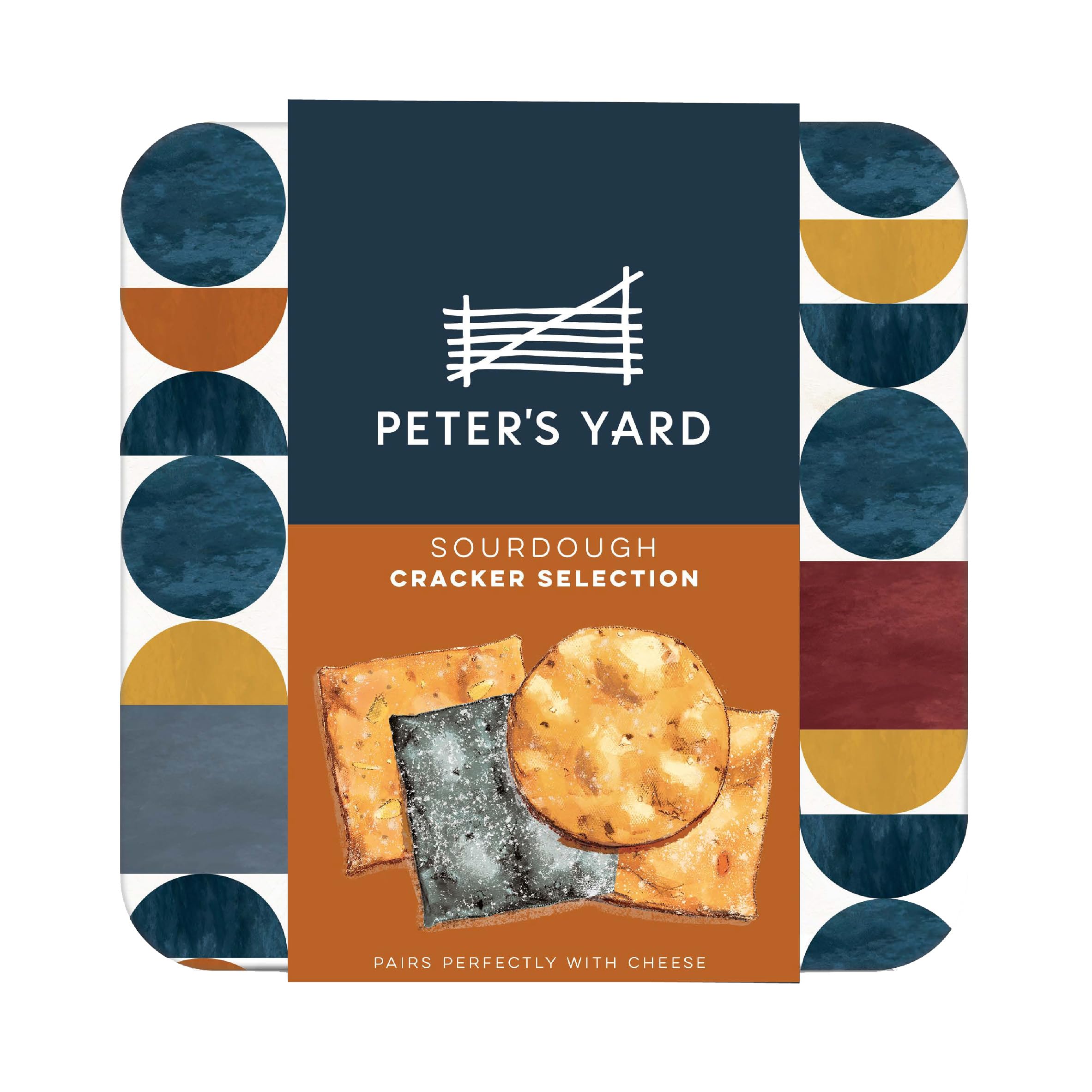 Peter's Yard Sourdough Crackers Selection Tin - Original, Rye & Charcoal, Rosemary & Sea Salt, Pumpkin & Sunflower 1