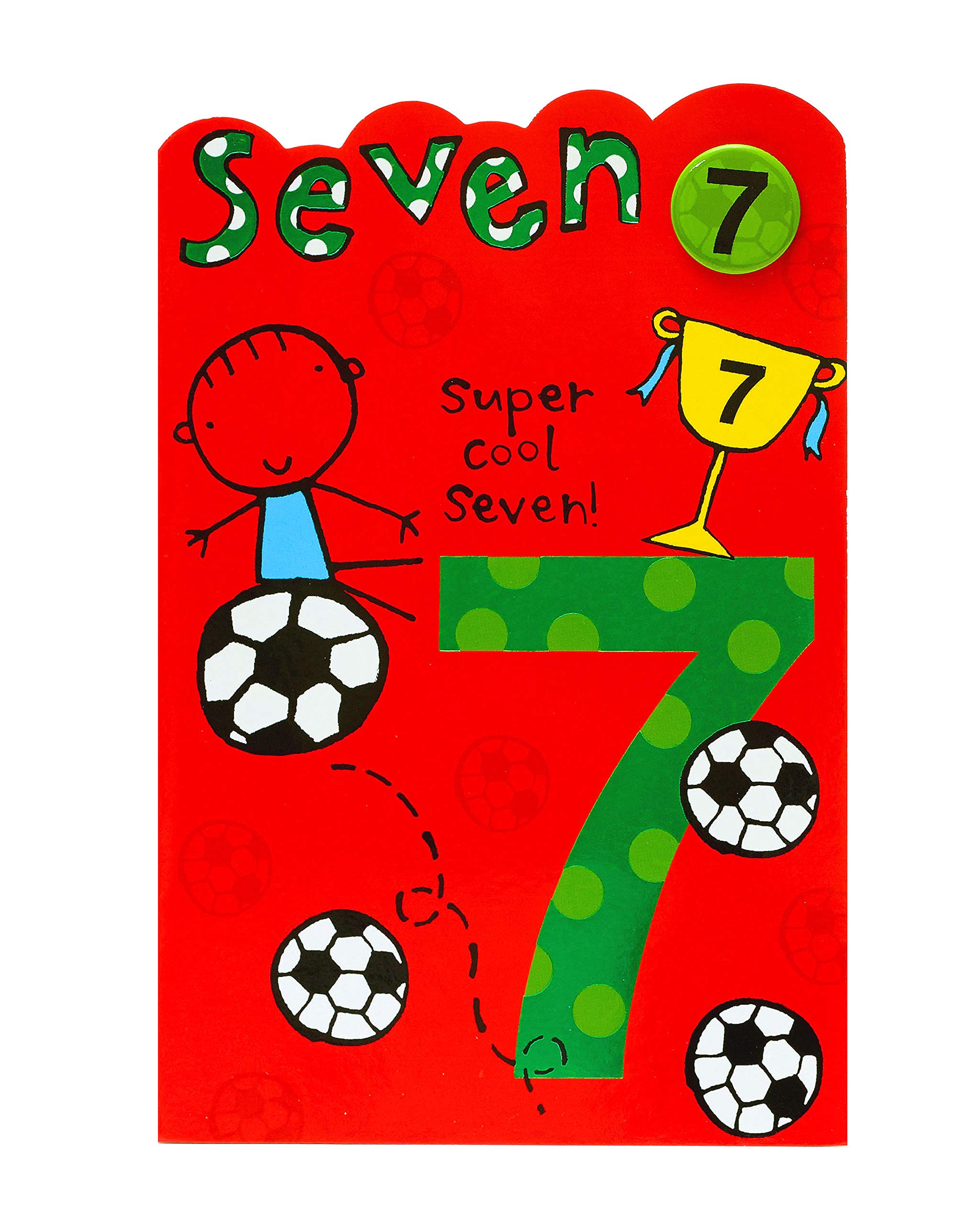 UK Greetings 7th Birthday Card - Football Design for Boys | 143 x 216 mm