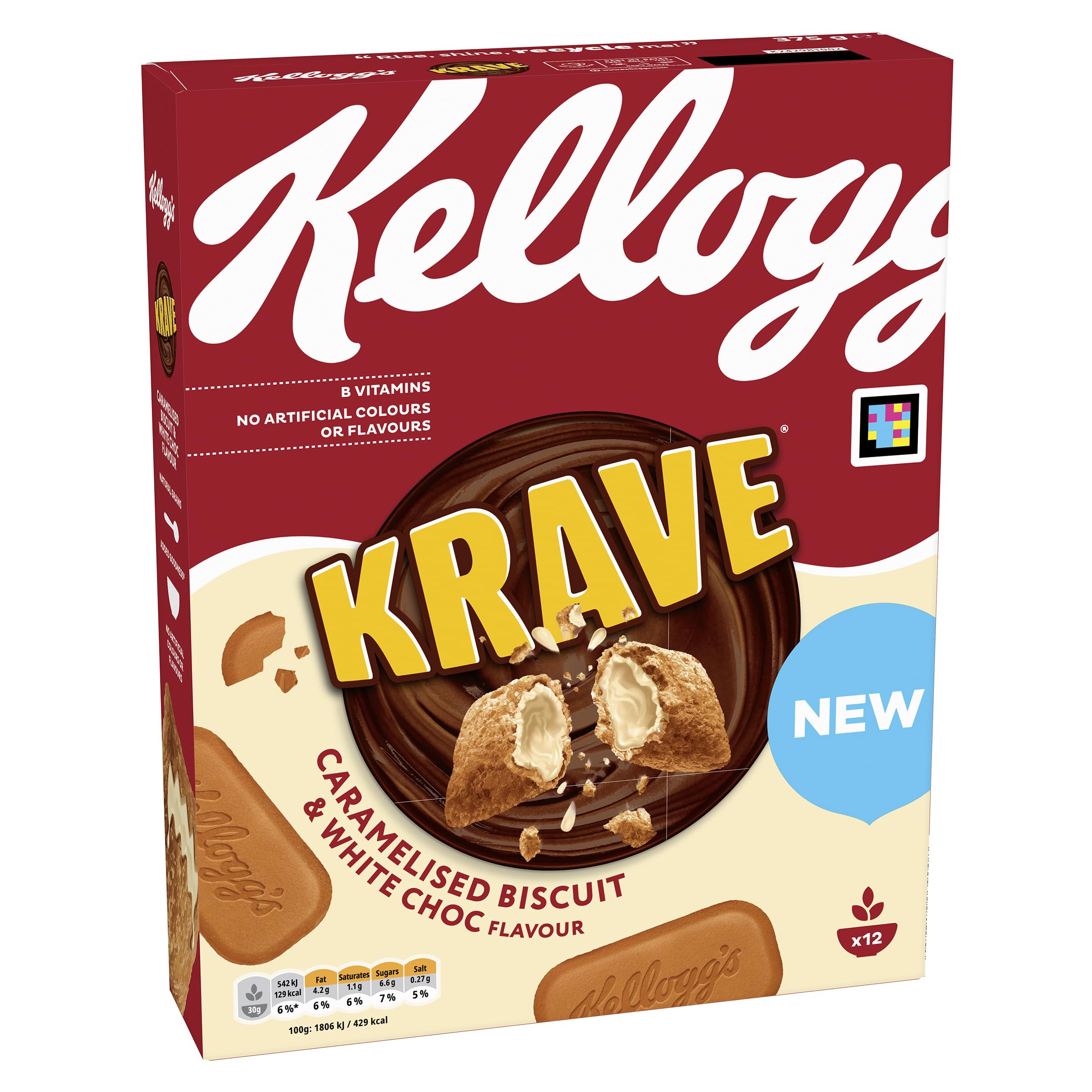 Kellogg's Krave Caramelised Biscuit Cold Cereal - White Chocolate Filling | 375g