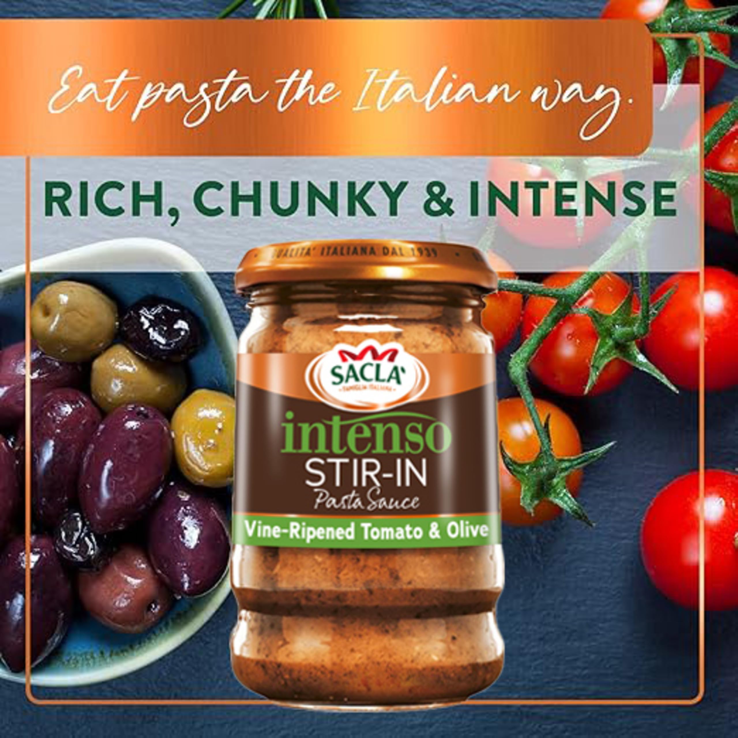 Saclà Intenso Pasta Sauce - Sweet Tomato and Olive Based Pasta Enhancer (190g) 2