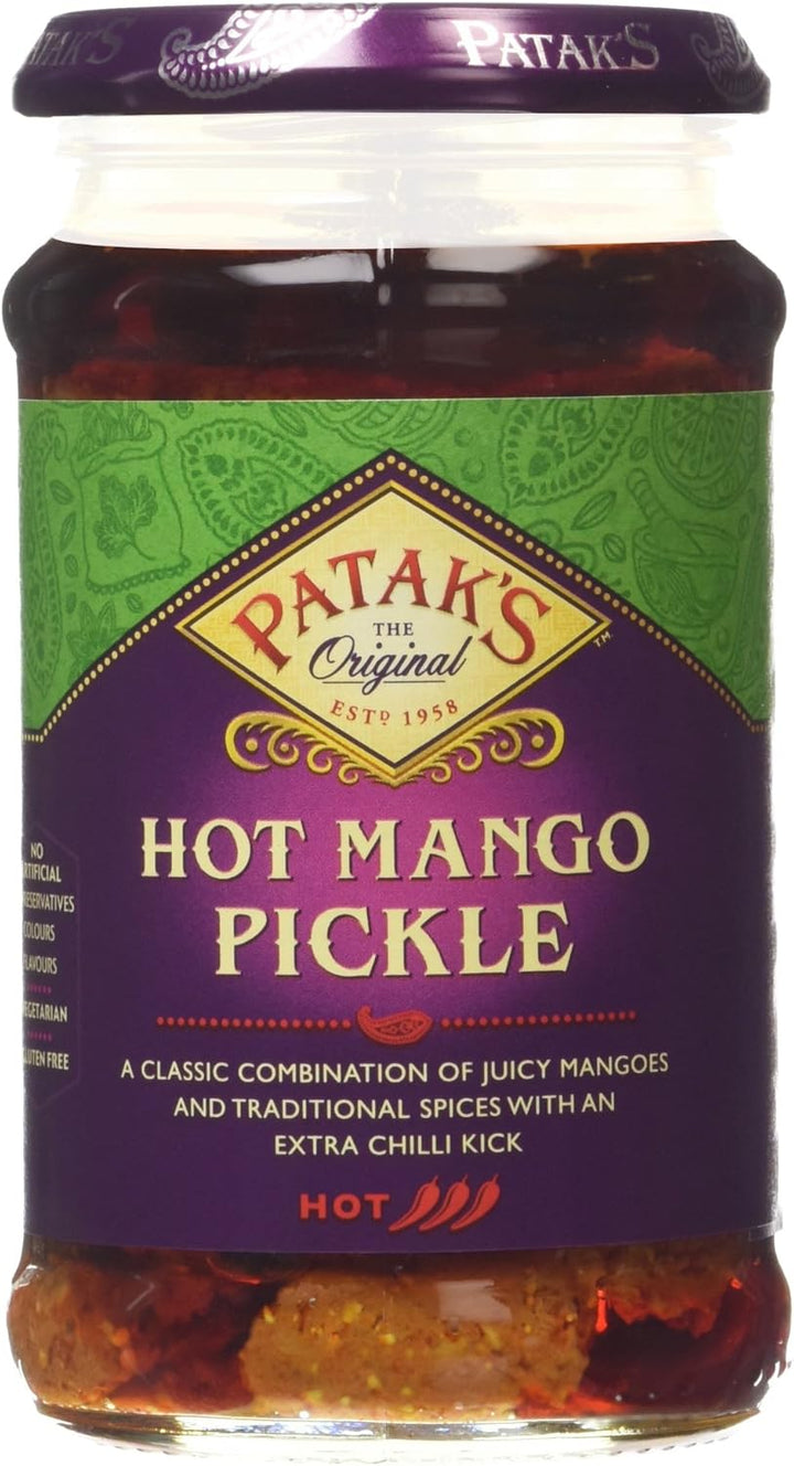 Patak's Hot Mango Pickle - Traditional Indian Spicy Mango Pickle with Extra Chilli Kick (280g)