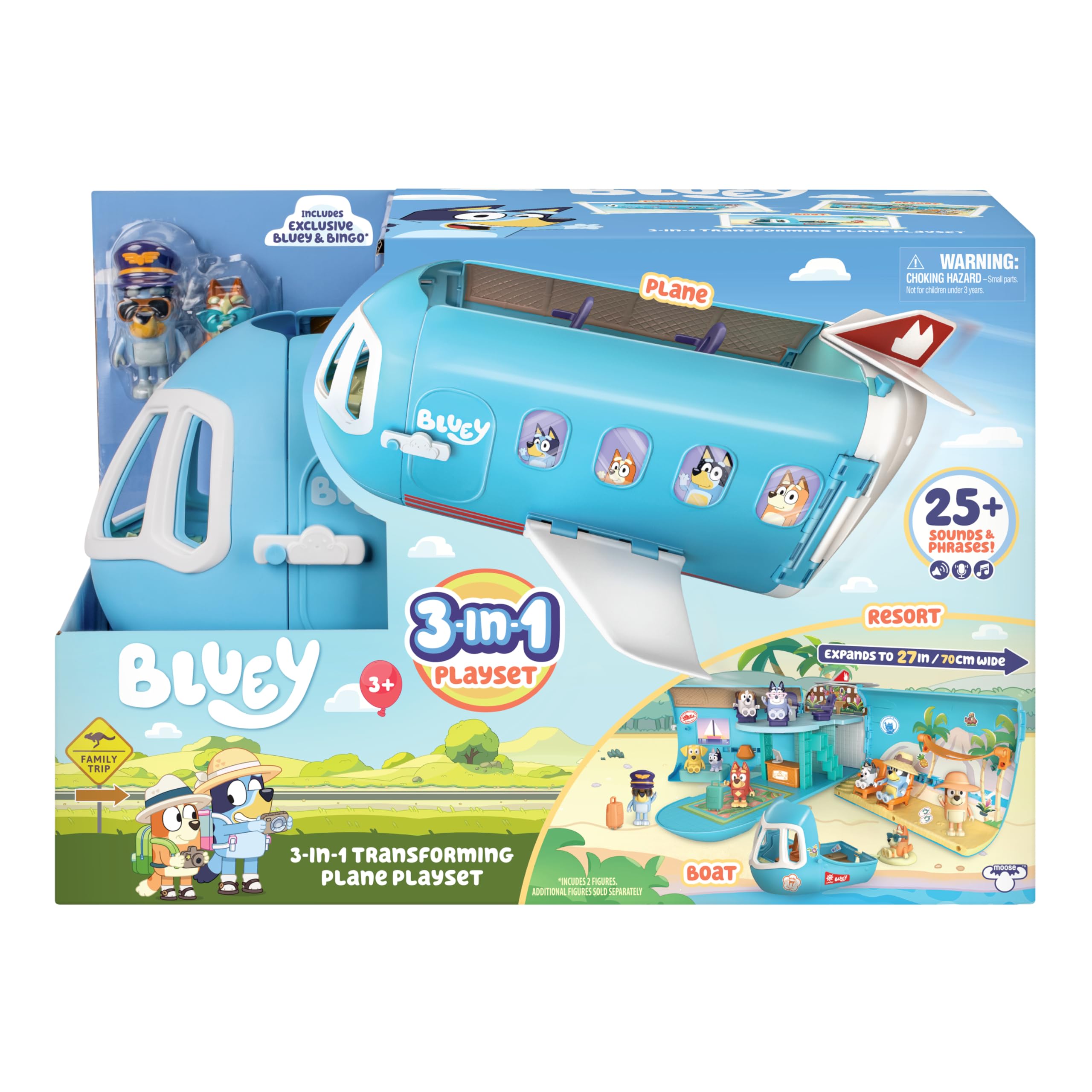 Bluey 3-in-1 Transforming Plane Playset - Transforms to Resort & Boat | 15 Pieces 5
