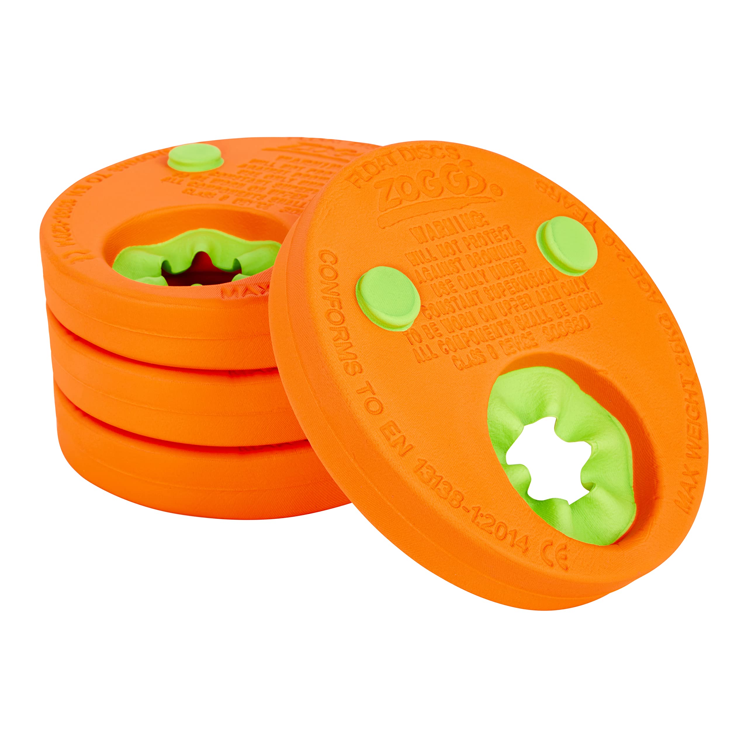 Zoggs Float Discs Armbands - Confidence Building Swimming Aid for Children Ages 2-6 Years, Orange/Green