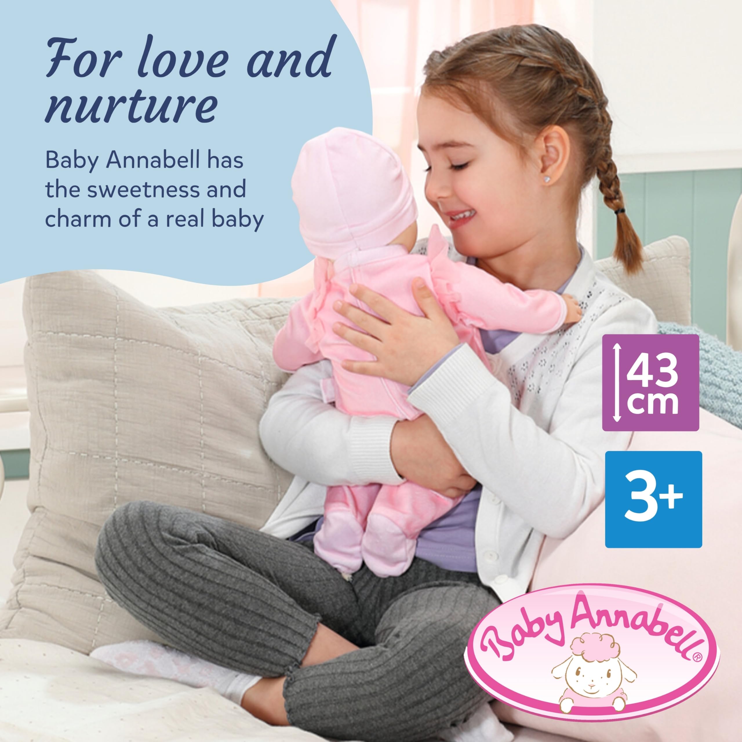 Baby Annabell 43cm Interactive Soft Body Baby Doll with Realistic Movements & Sounds
