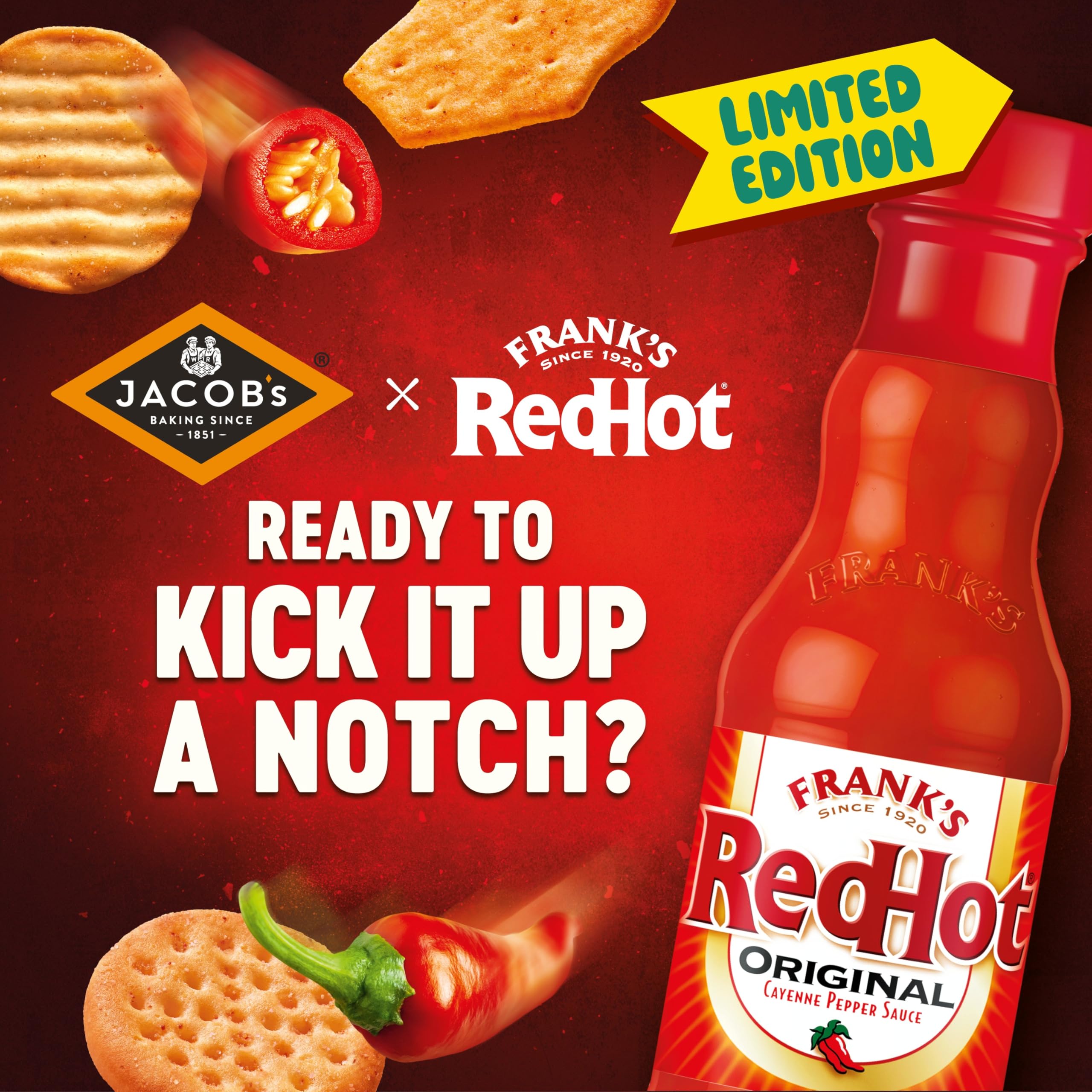 Jacob's Crinklys Franks Red Hot Original Baked Snacks Share Bag 150g 2