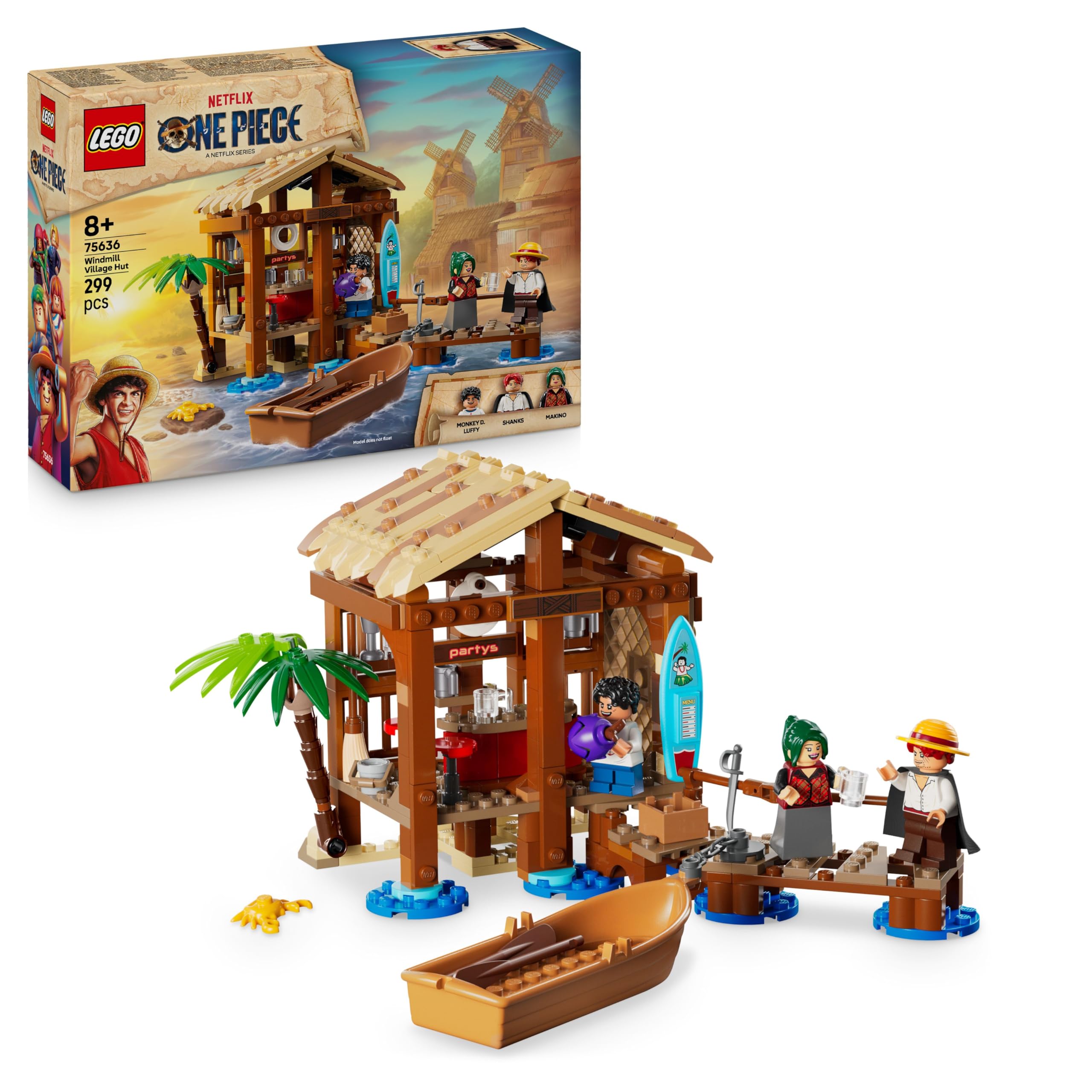 LEGO ONE PIECE Windmill Village Hut Building Set 75636 | Ages 8+ | Includes Luffy, Shanks & Makino Minifigures 1
